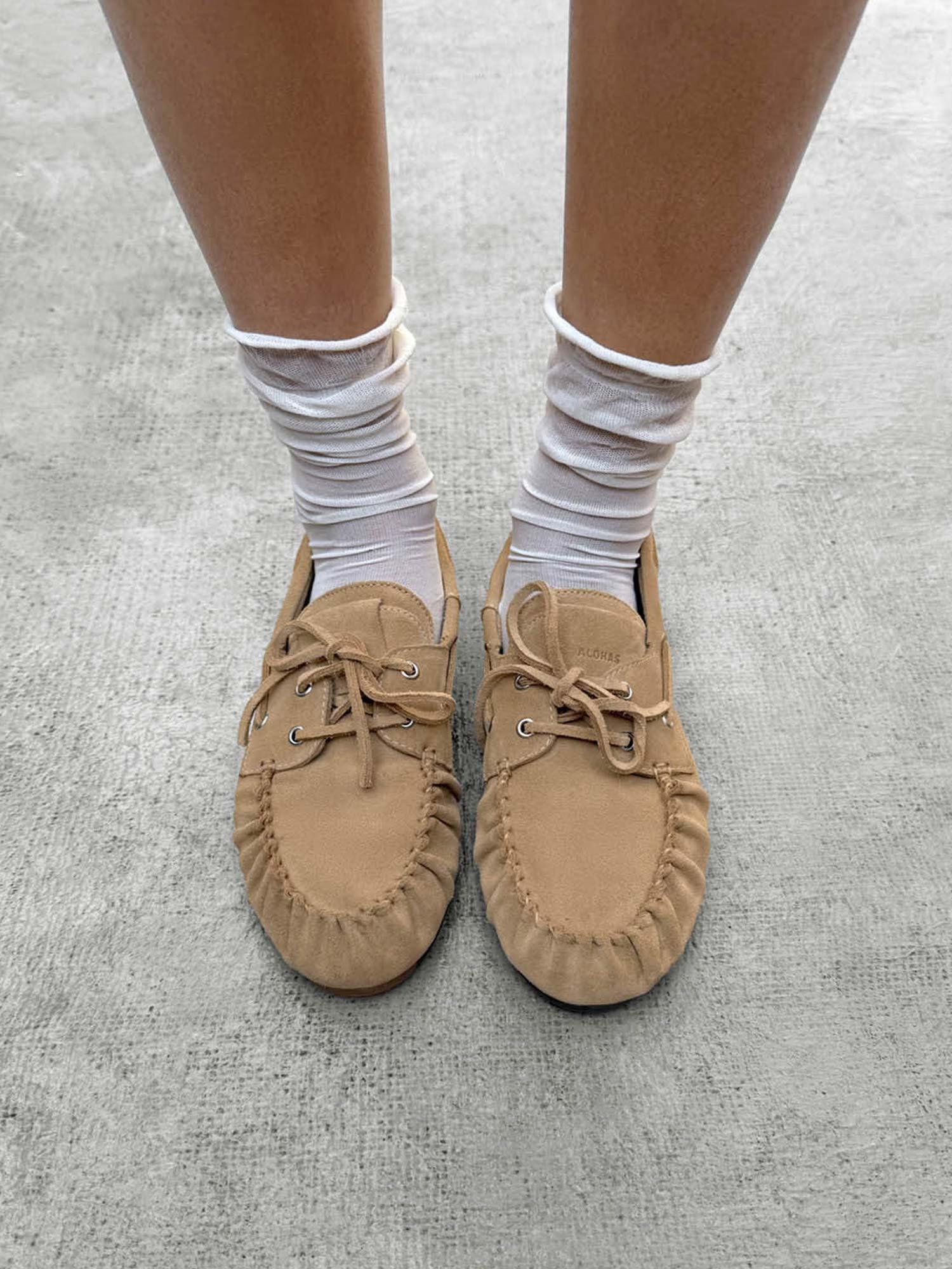 Rowan Suede Beige Leather Loafers