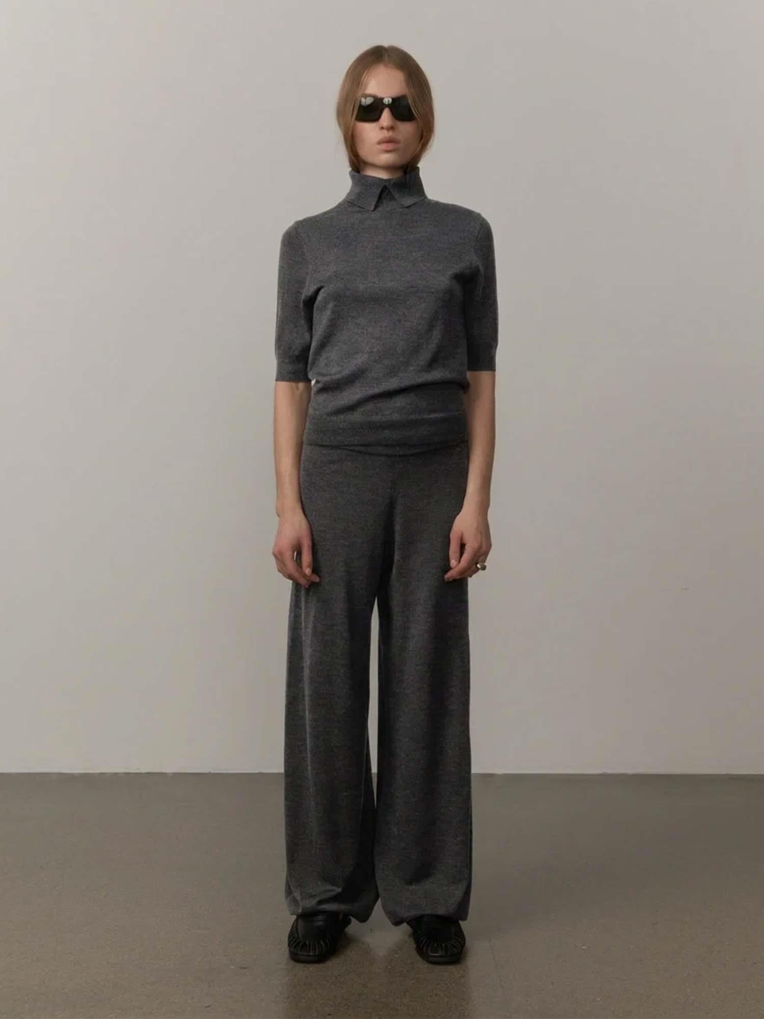 Clark Knit Mid Waist Pants - Dark Grey