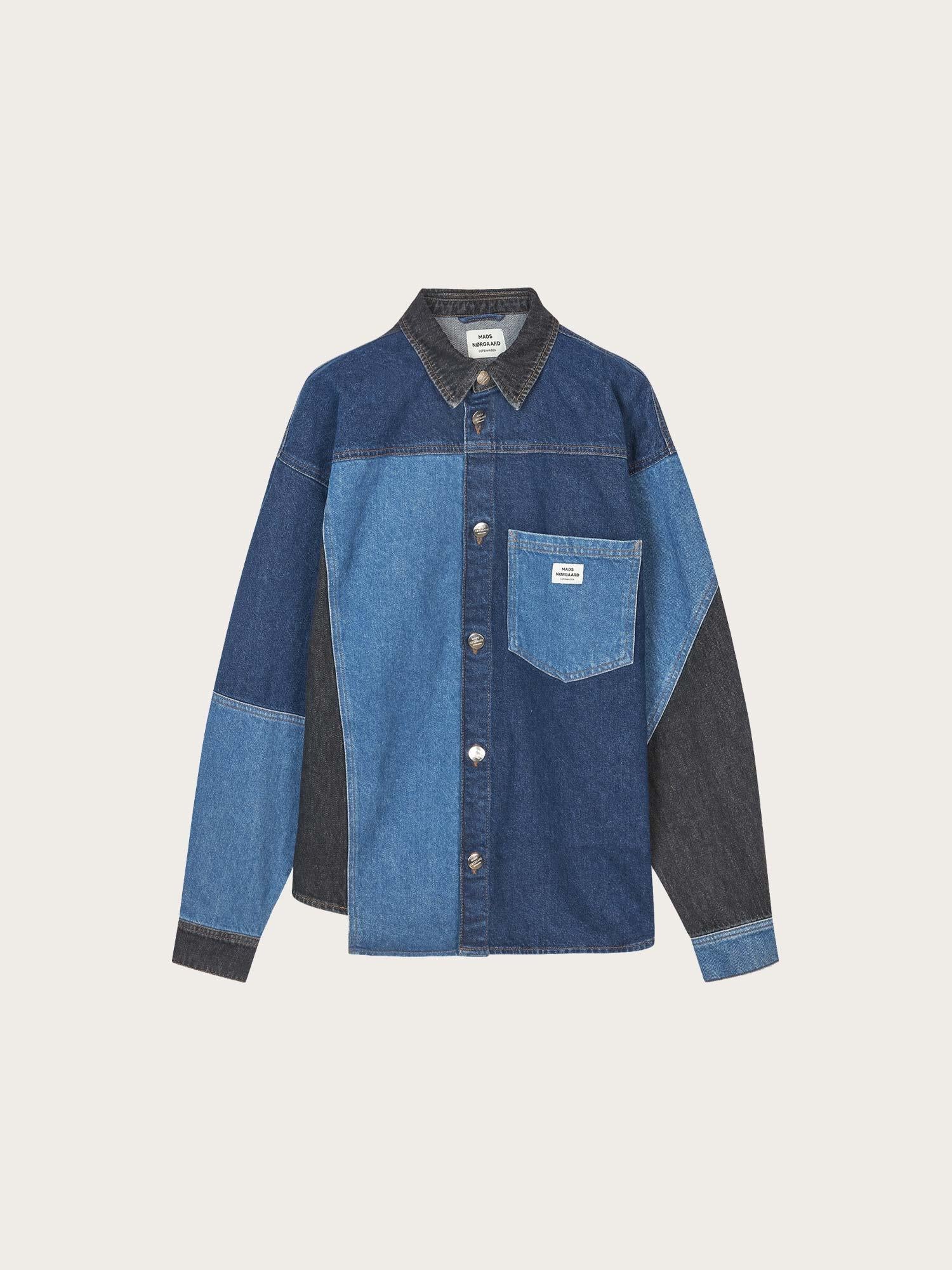 Patch Denim Gisli Shirt - Mix Blue Denim