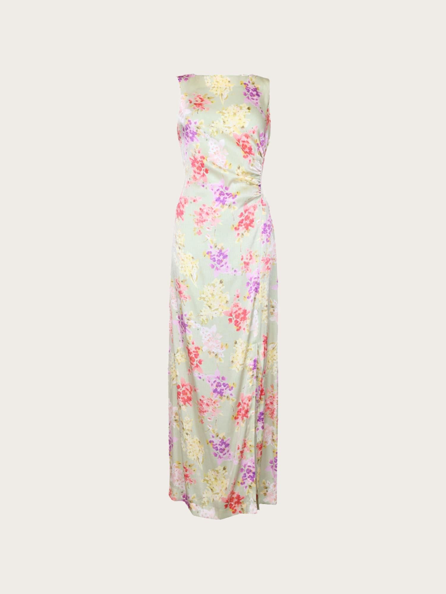 Shiny Sleeveless Dress - Vintage bouquet