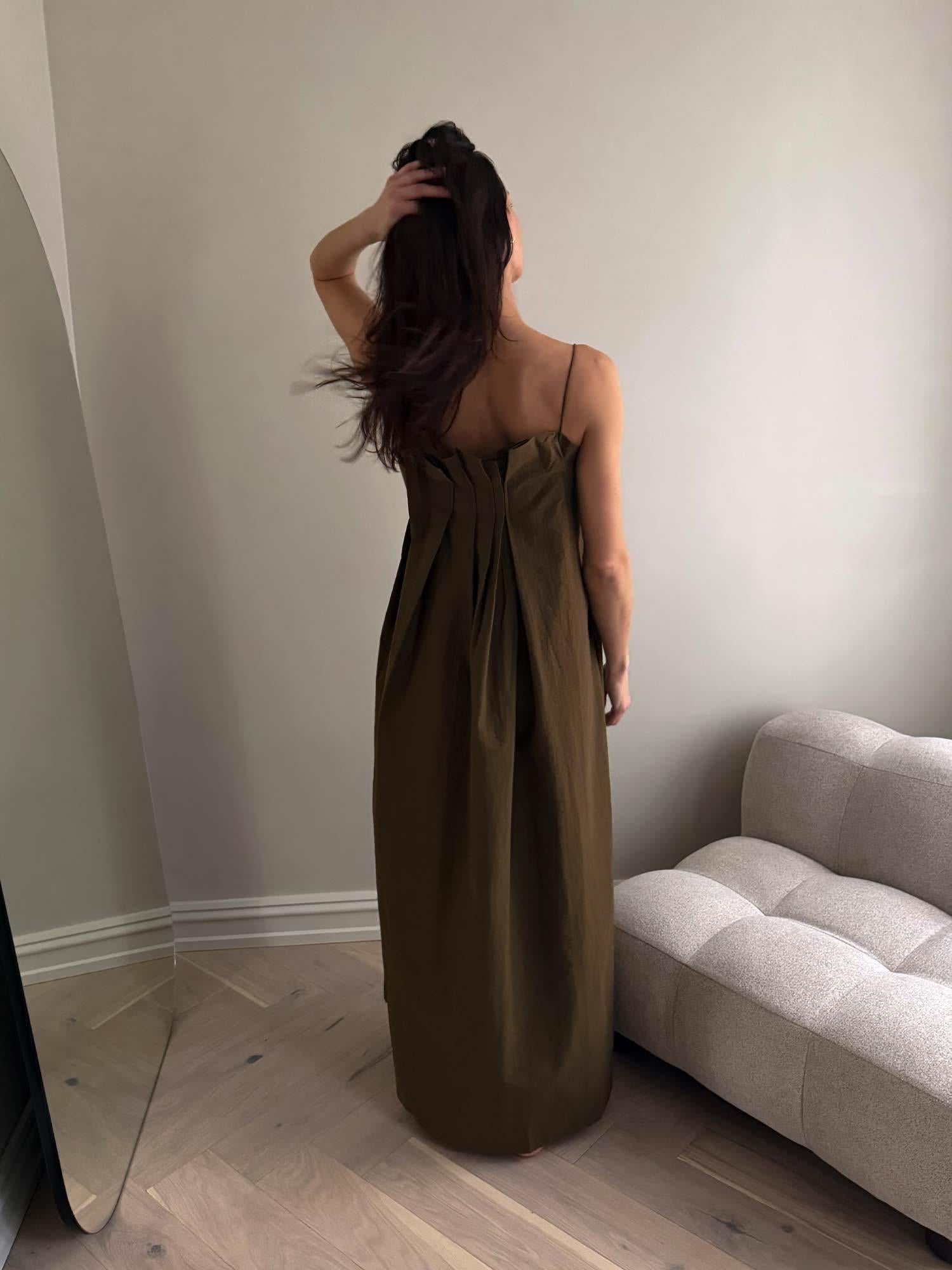 Eos Gathered Dress - Moss