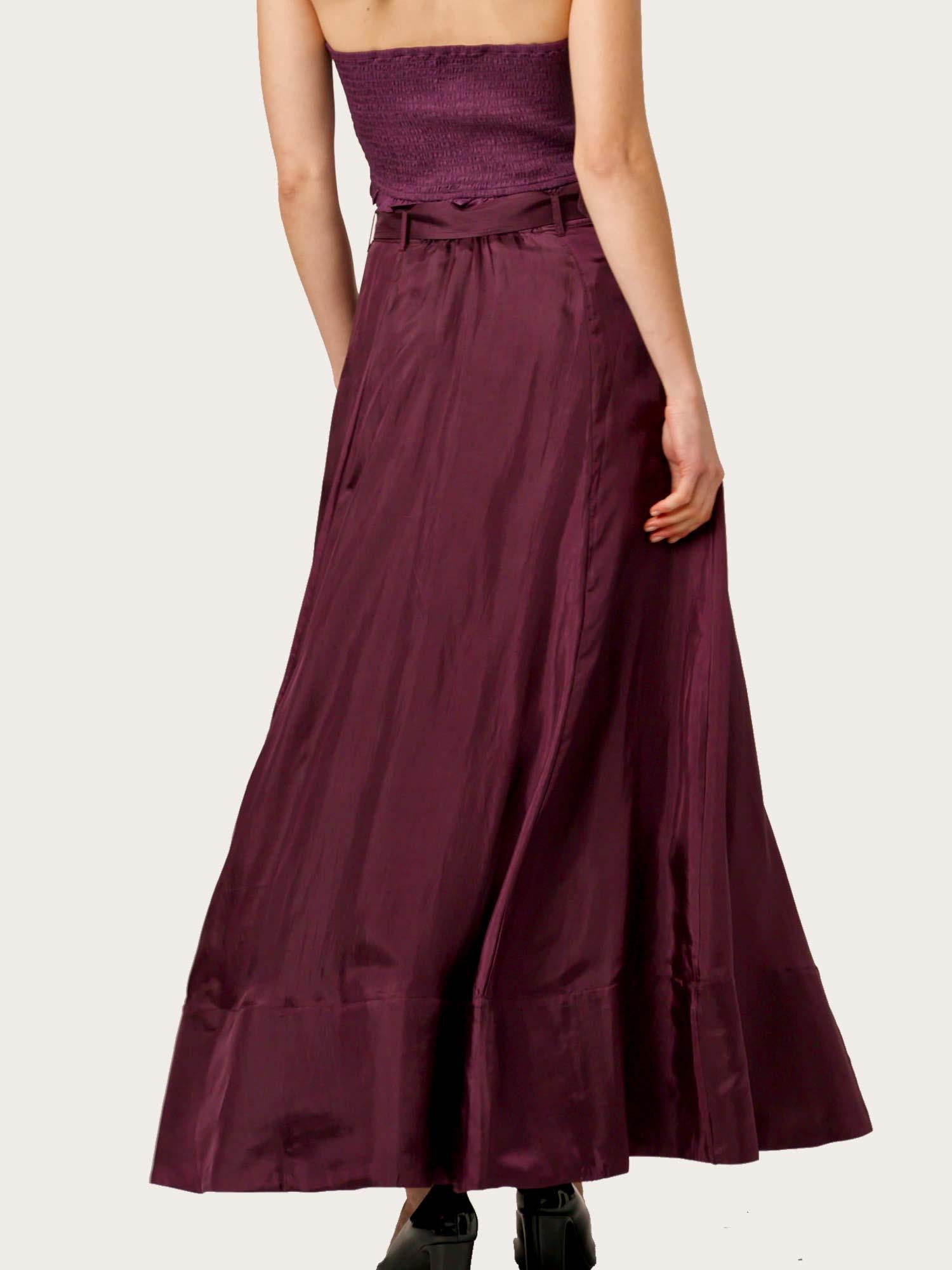 Cupro Maxi Skirt - Burgundy