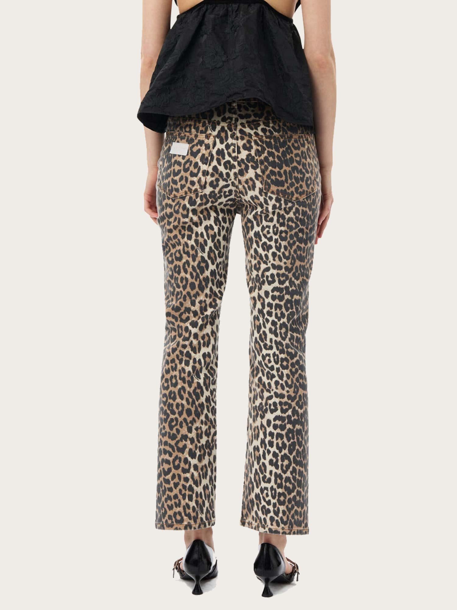 J1059 Print Denim Betzy Cropped - Leopard