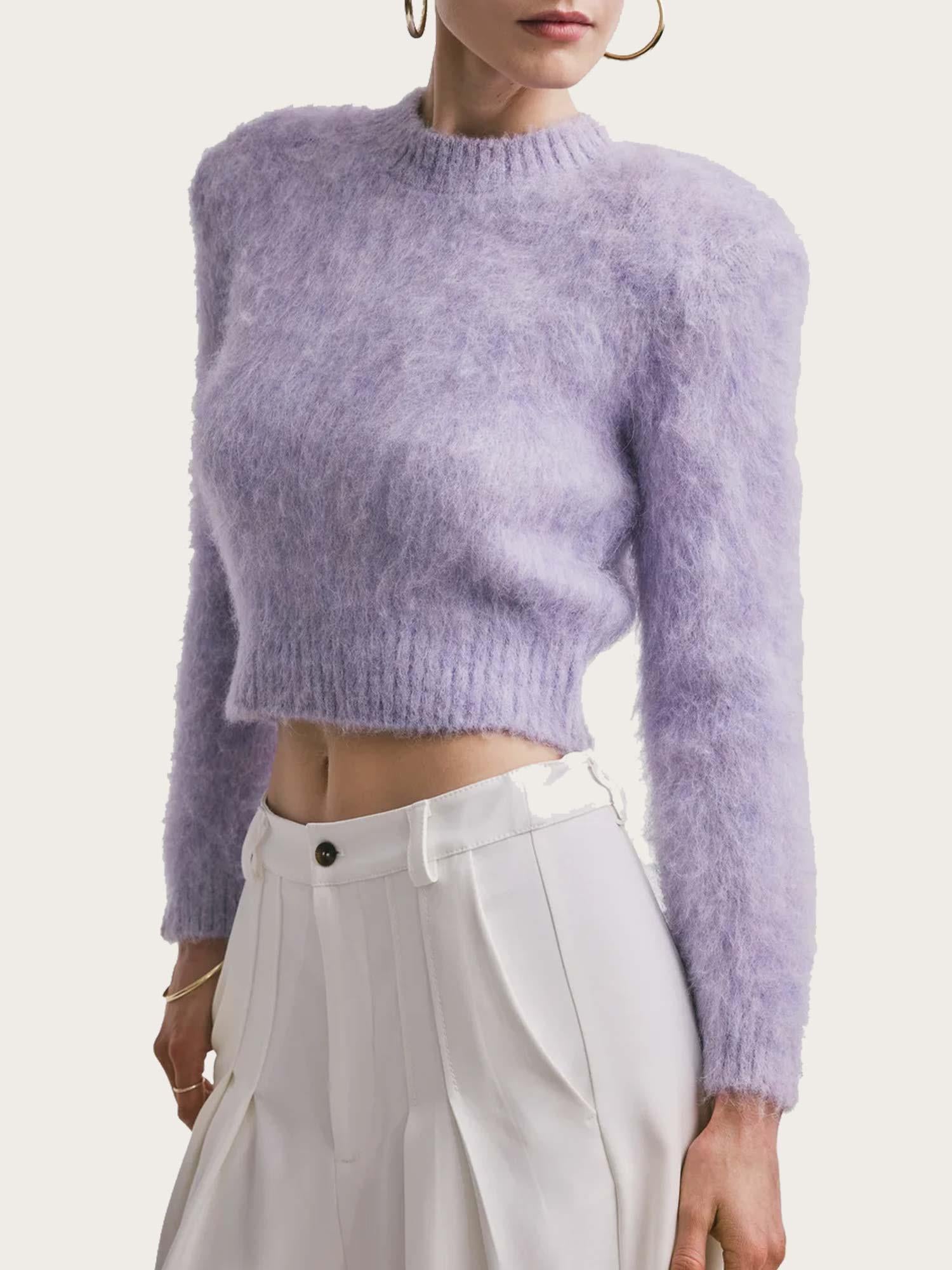 Hairy Knit Sweater - Lilac