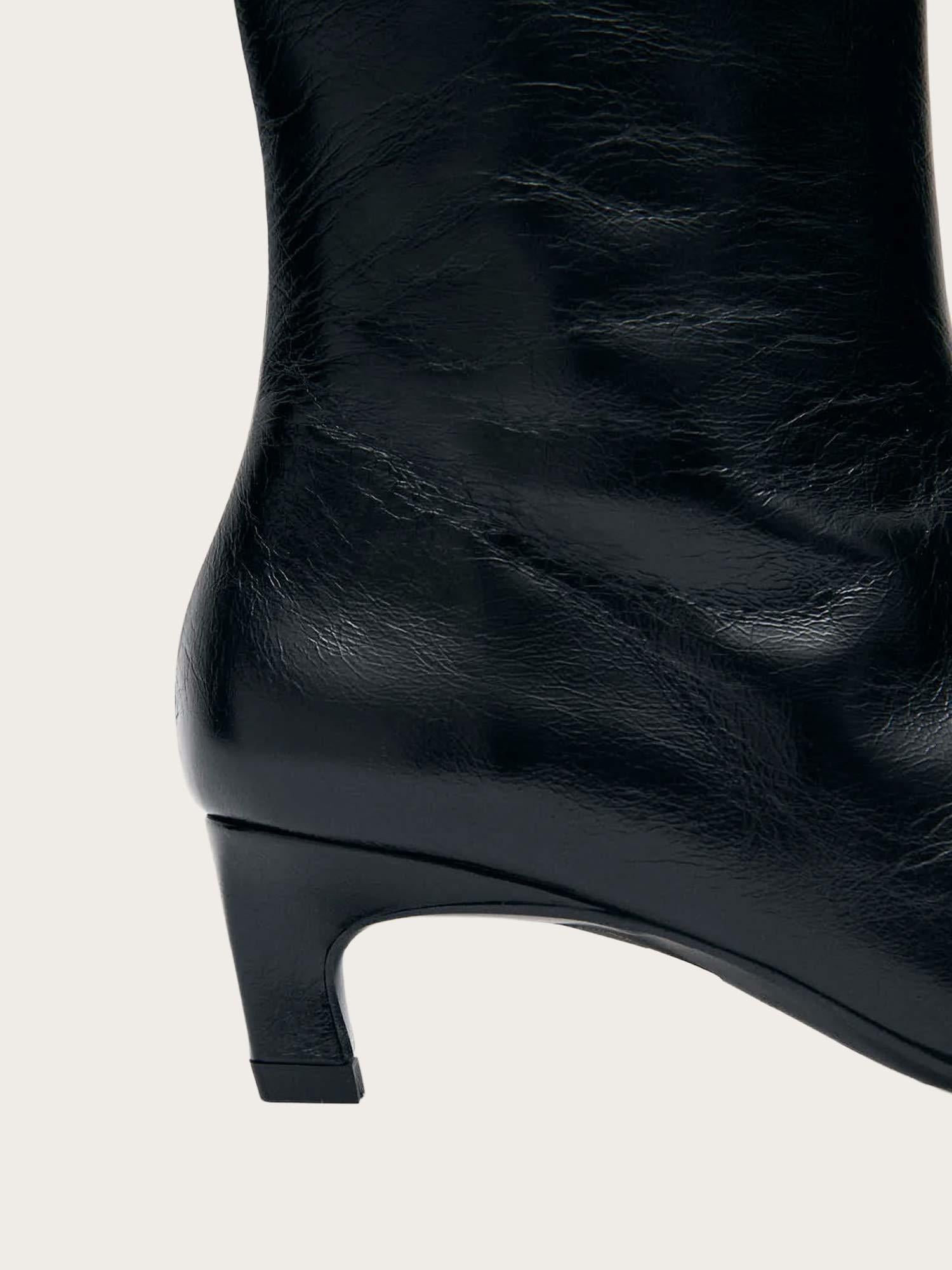 Ambar Rift Black Leather Ankle Boots