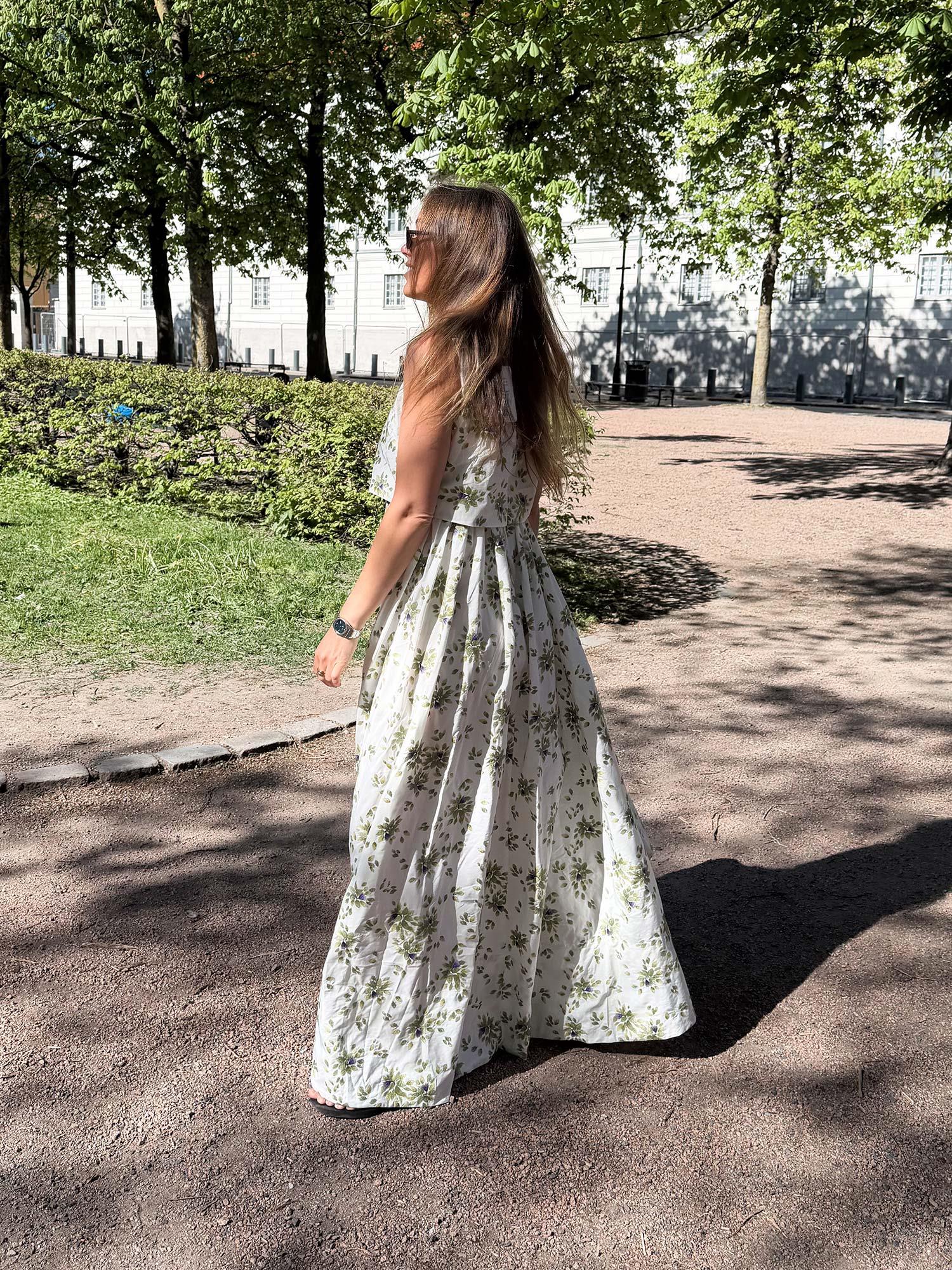 Cotton Taffeta Maxi Dress - Petals