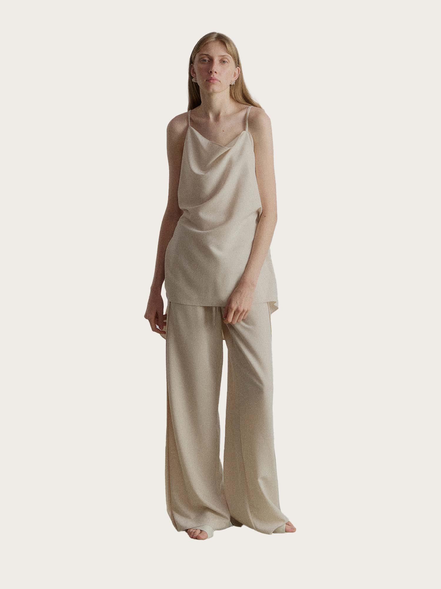 Esha Wide Leg Trousers - Beige