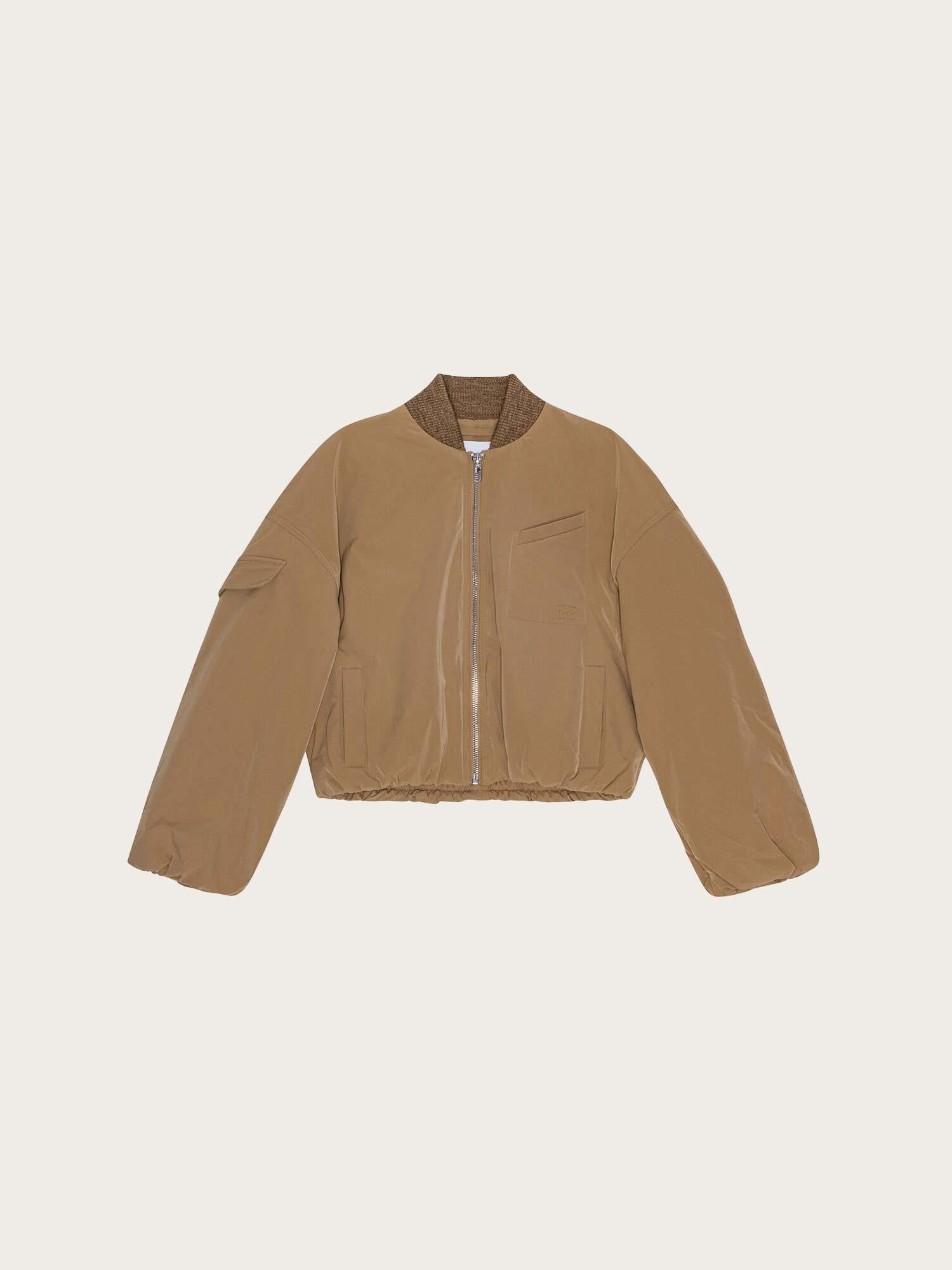 F8890 Light Twill Oversized Short Bomber Jacket - Tiger's Eye