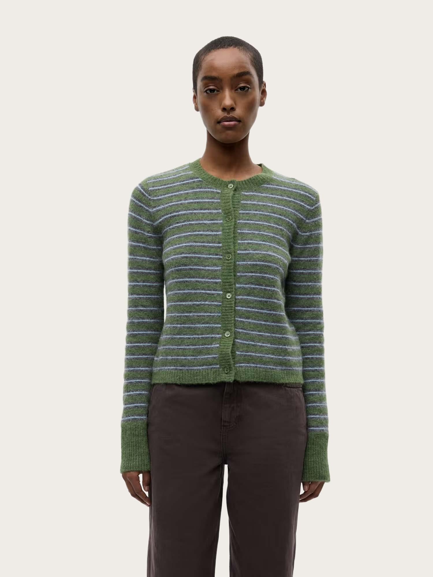 Enada ls Cardigan st - Chive Stripe