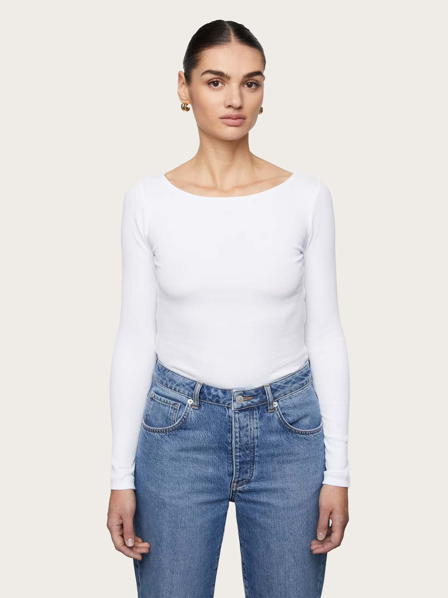 Petronella Rib Boatneck - White