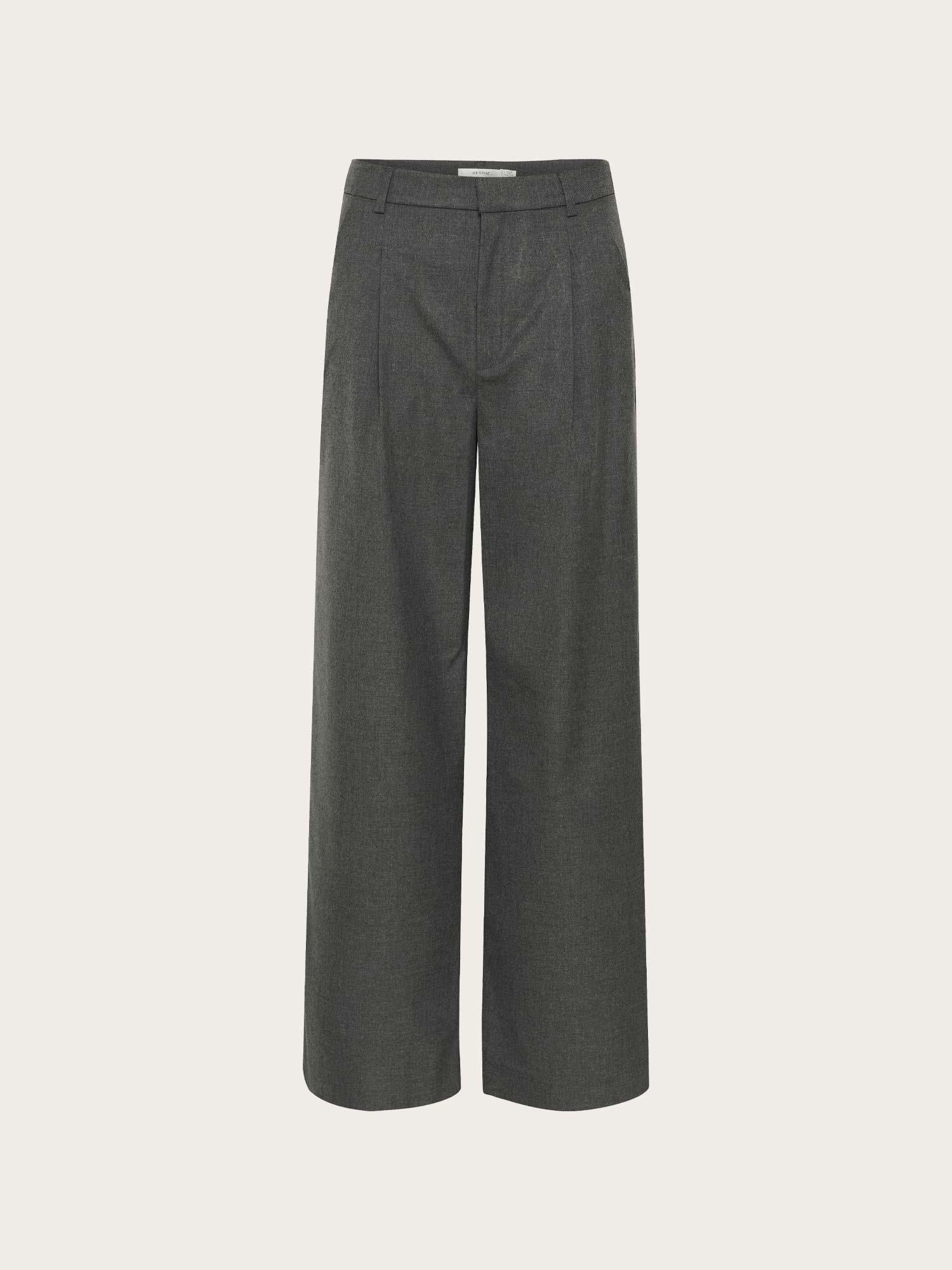 Paula Melange MW Wide Pants - Dark Grey Melange