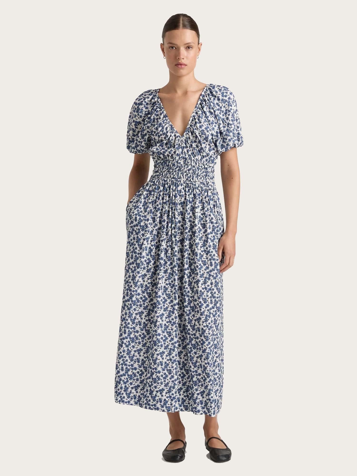 Valaras Midi Dress - Leilani Print/Mid Blue