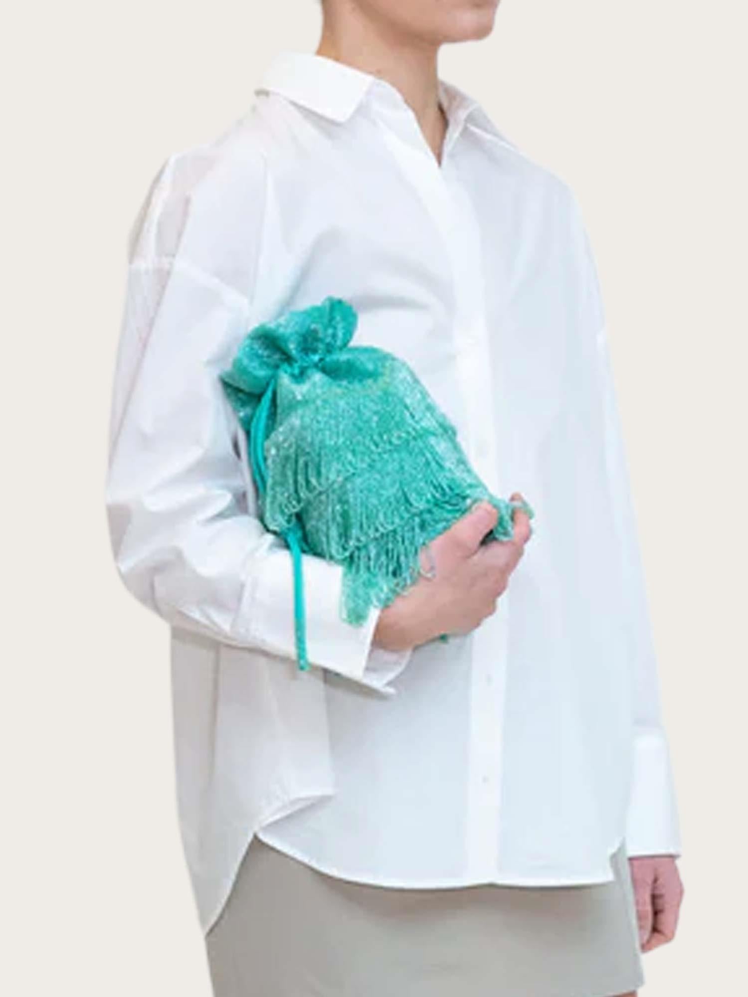 Mira Pouch Beaded - Aquatic Blue