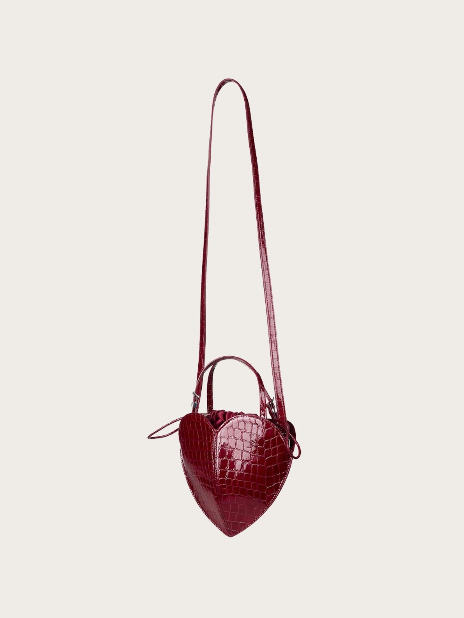 Patent Croco Heart Bag - Windsor Wine