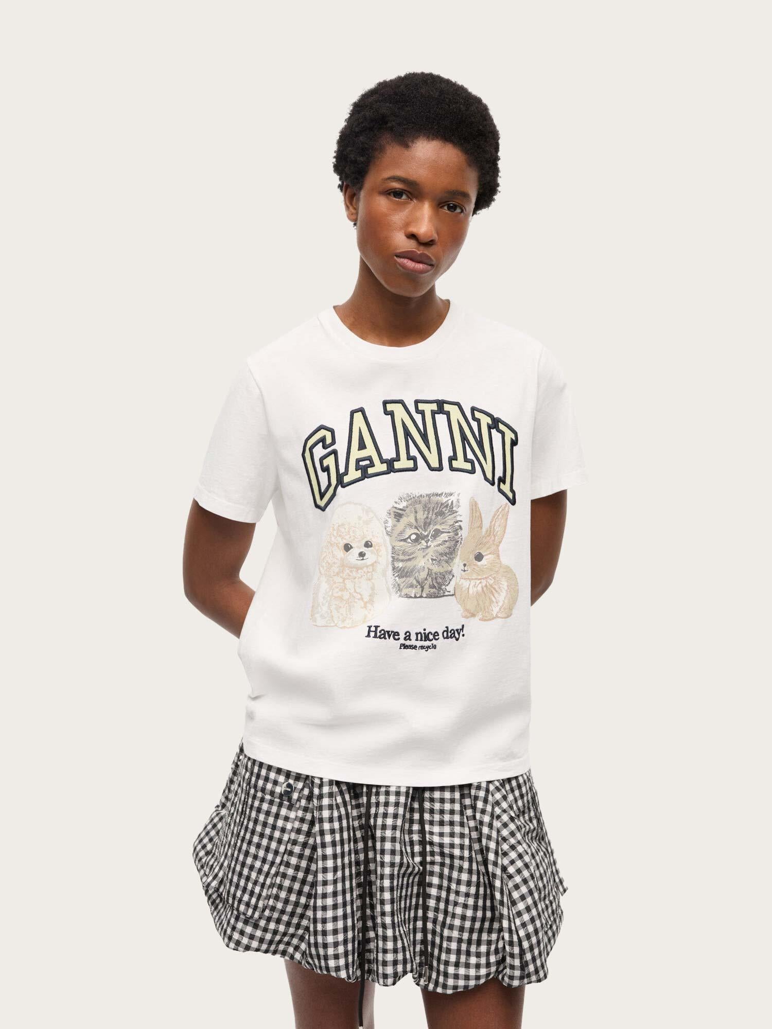 Basic Cotton Jersey Animals Relaxed T-shirt - Bright White