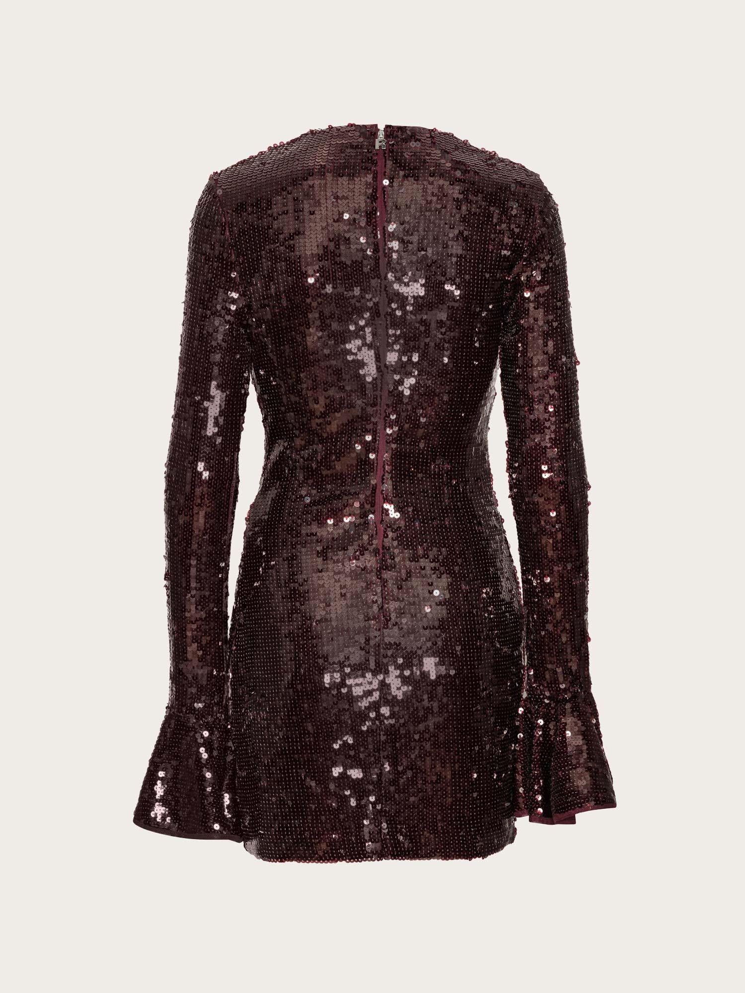 Sequins ls Mini Dress - Zinfandel