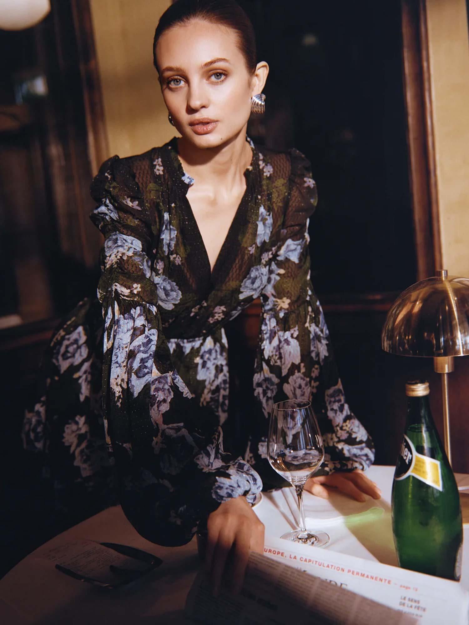 Georgette V-Neck Dress - Amadora