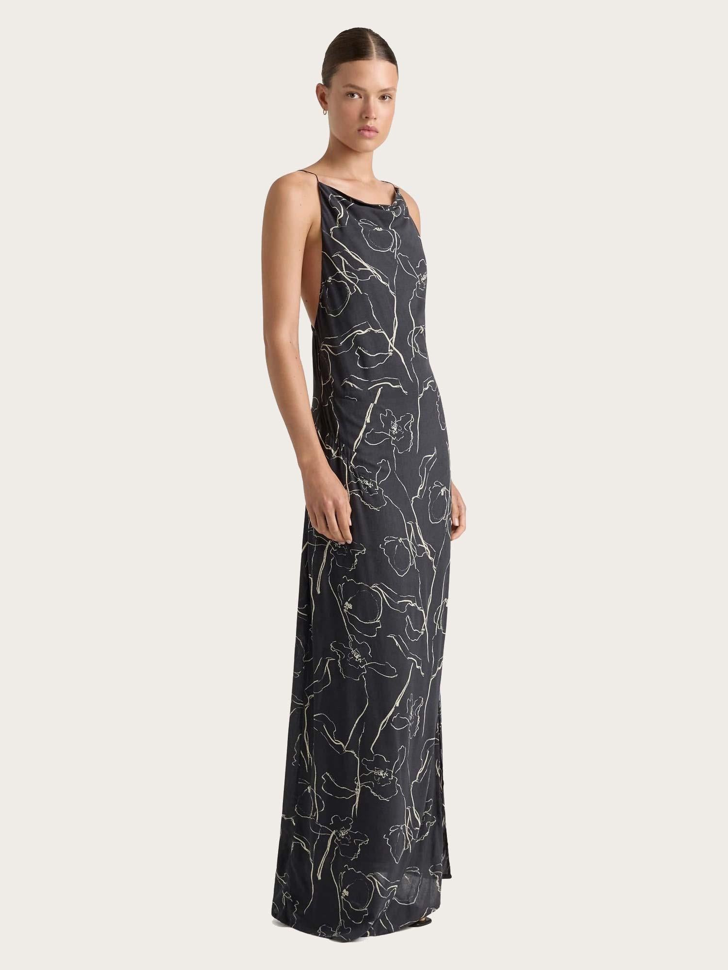 Aurelie Maxi Dress - Calla Print/Charred Navy