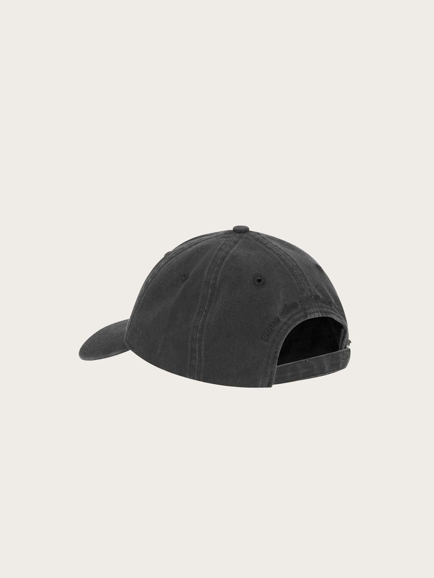 Washed Cotton Canvas Cap Emb - Black