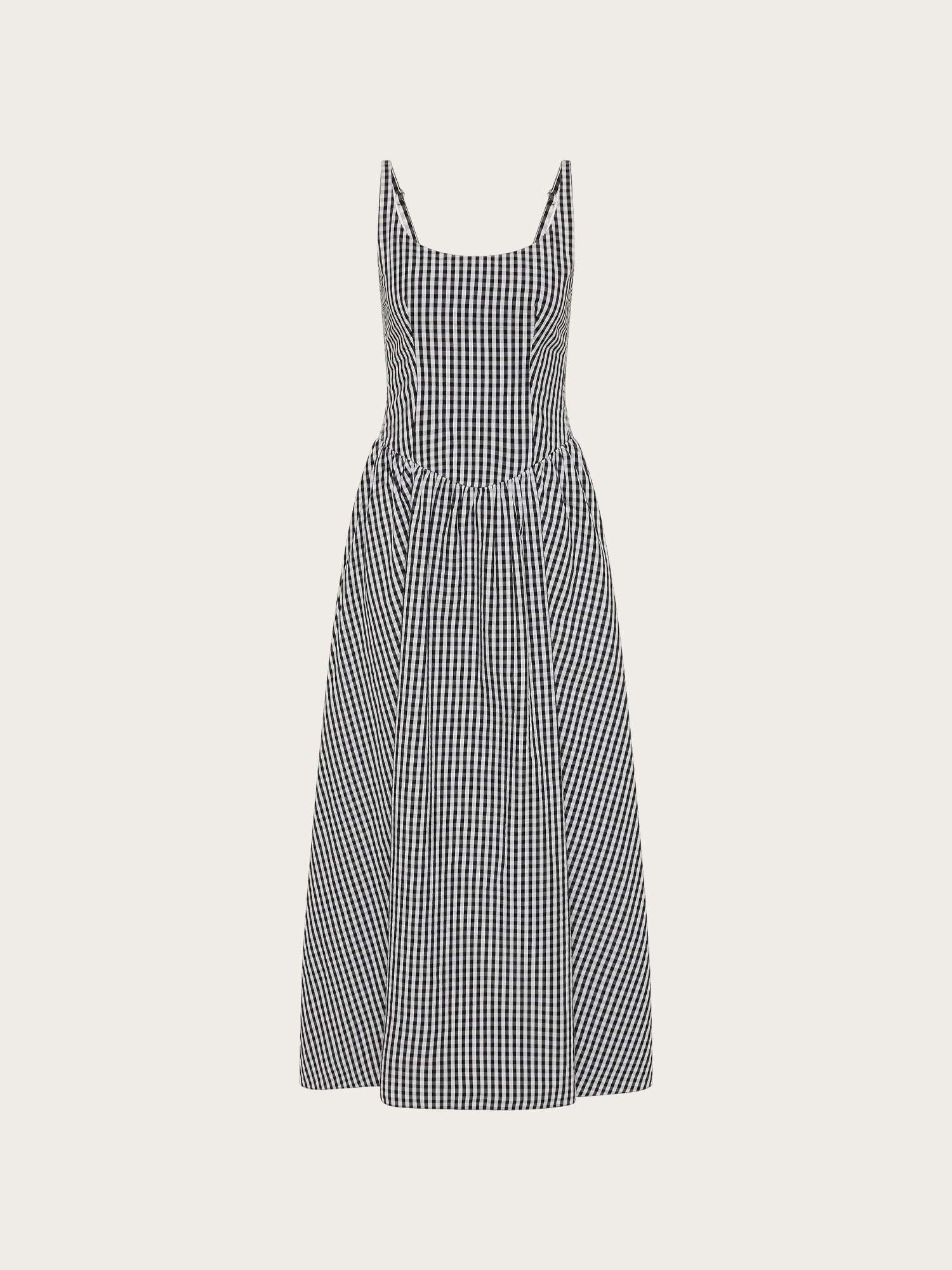 Chiara Midi Dress - Black Textured Gingham
