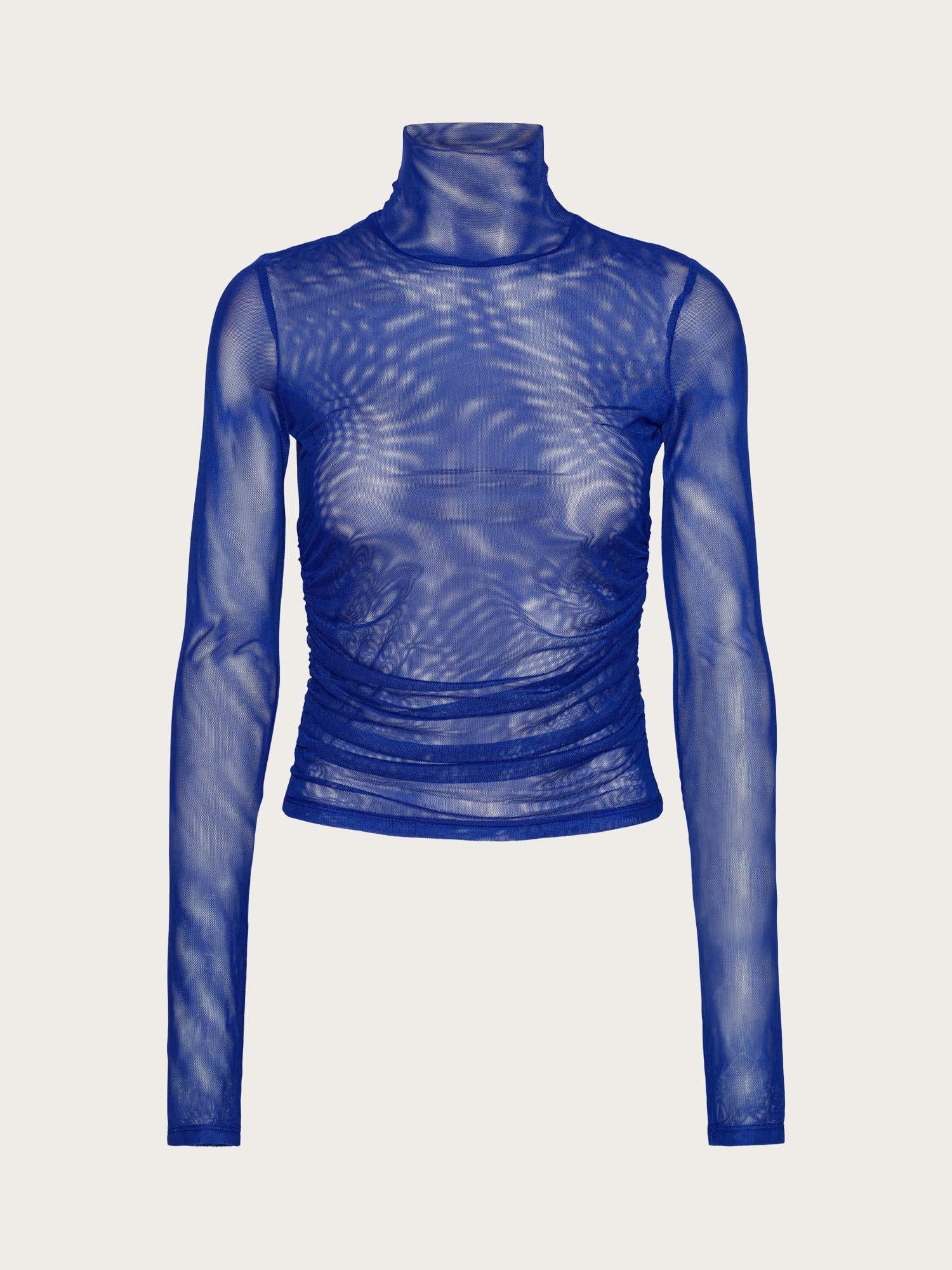 Mesh Ruched Top - Mazarine Blue