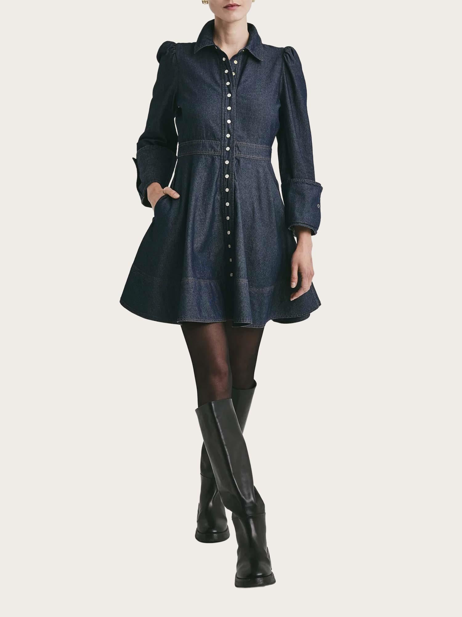 Denim Mini Dress - Dark Blue