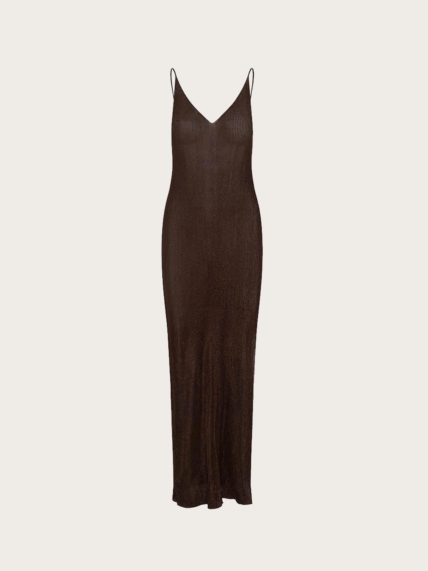 Silvi Singlet Dress - Deep Brown Metallic