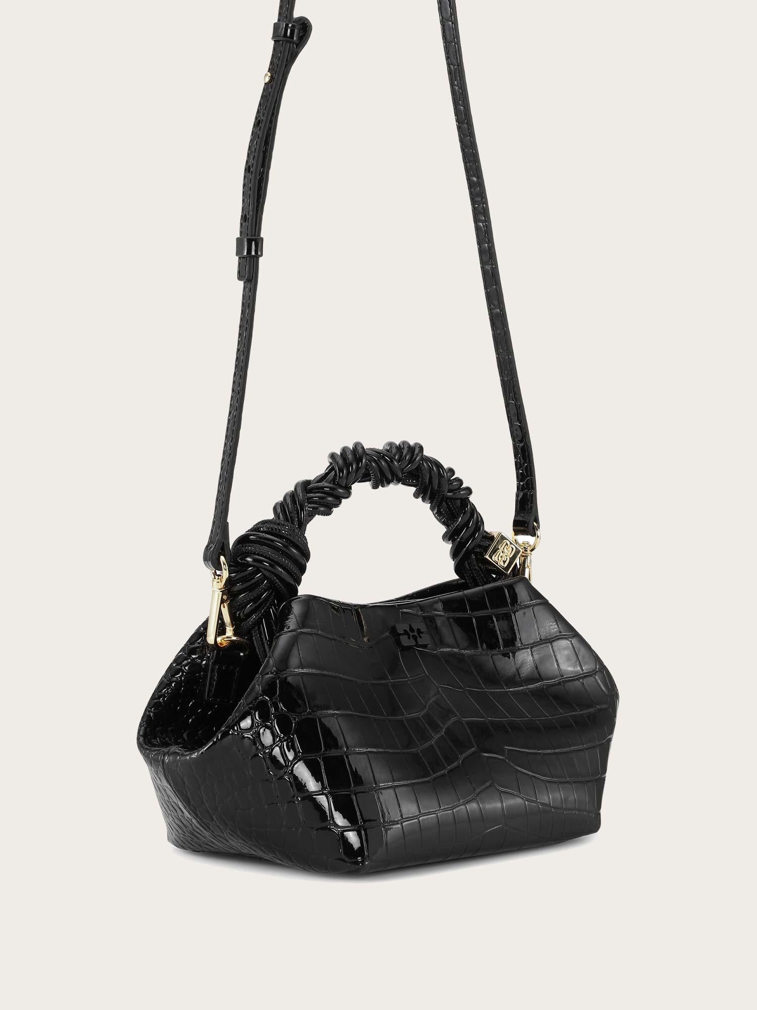 A6083 Ganni Bou Bag Small Patent Croco - Black