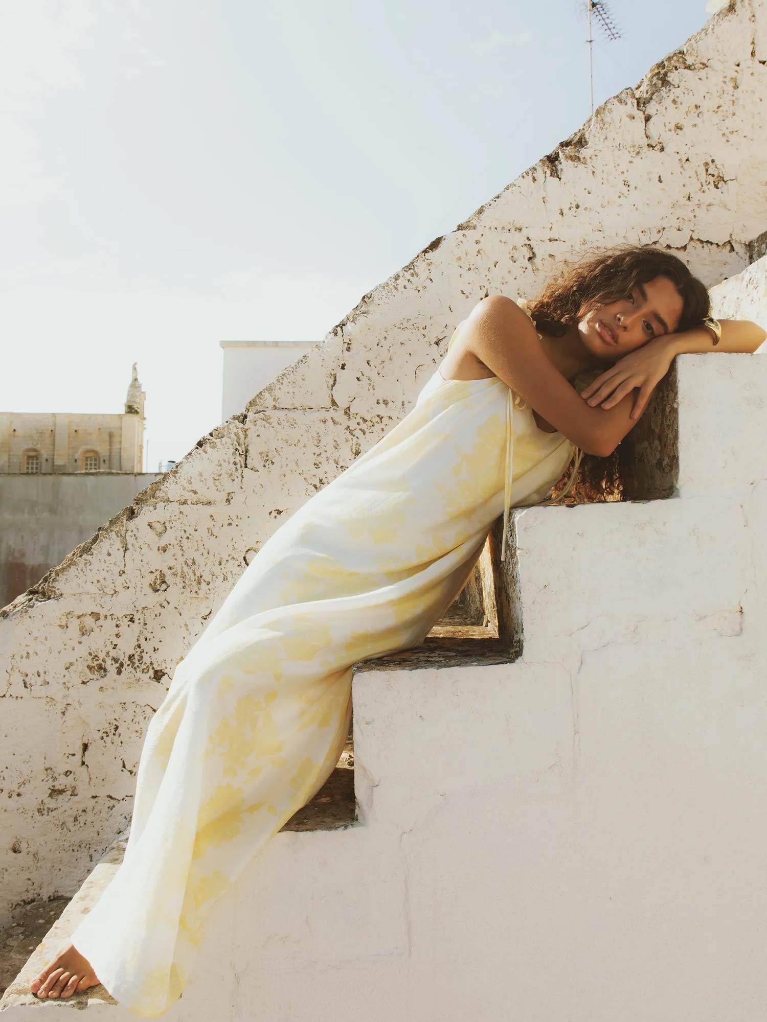 Zaha Dress - Yellow Floral Print