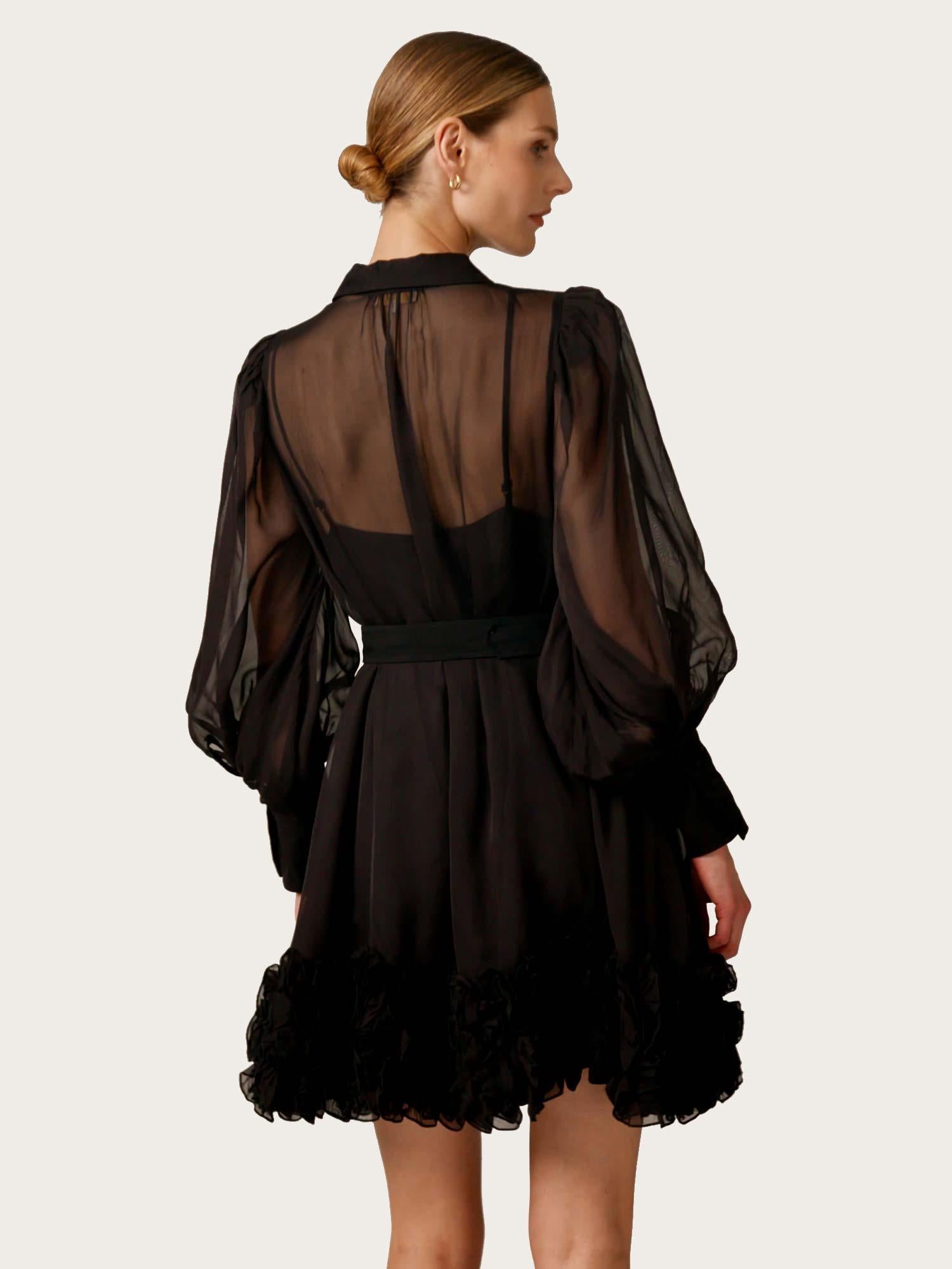 Organza Mini Dress - Black