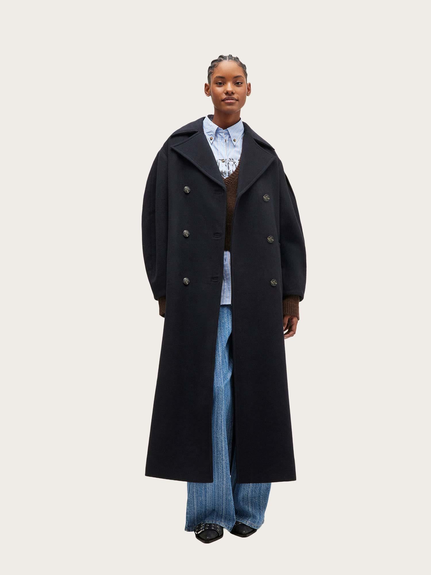 Peacoat Wool Long Coat - Sky Captain