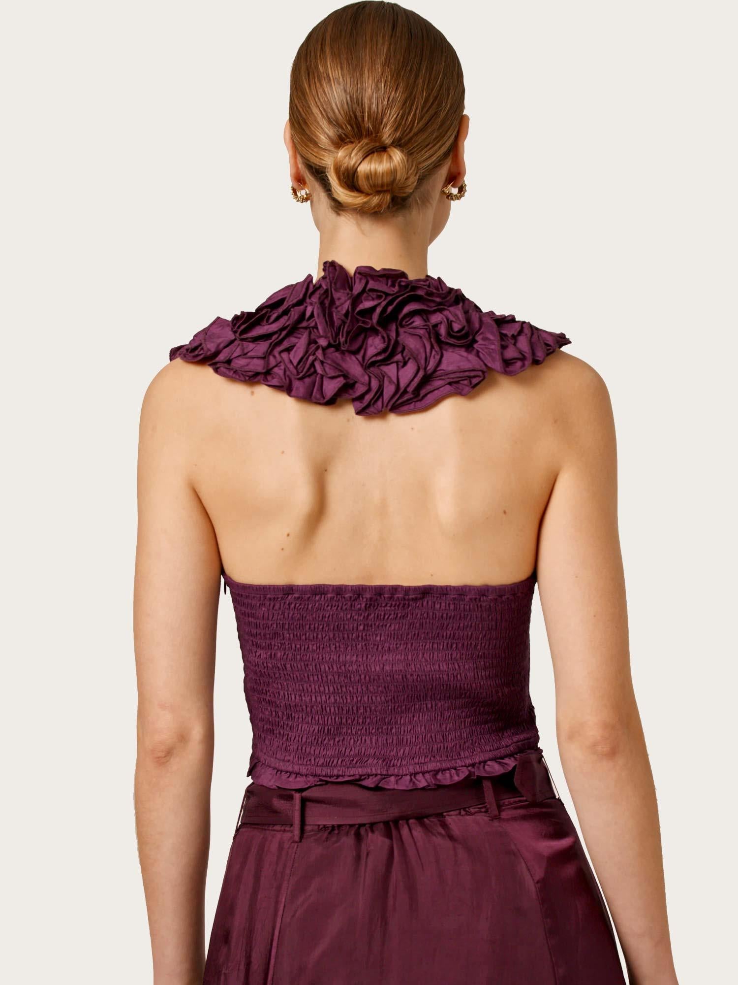 Viscose Frill Top - Burgundy