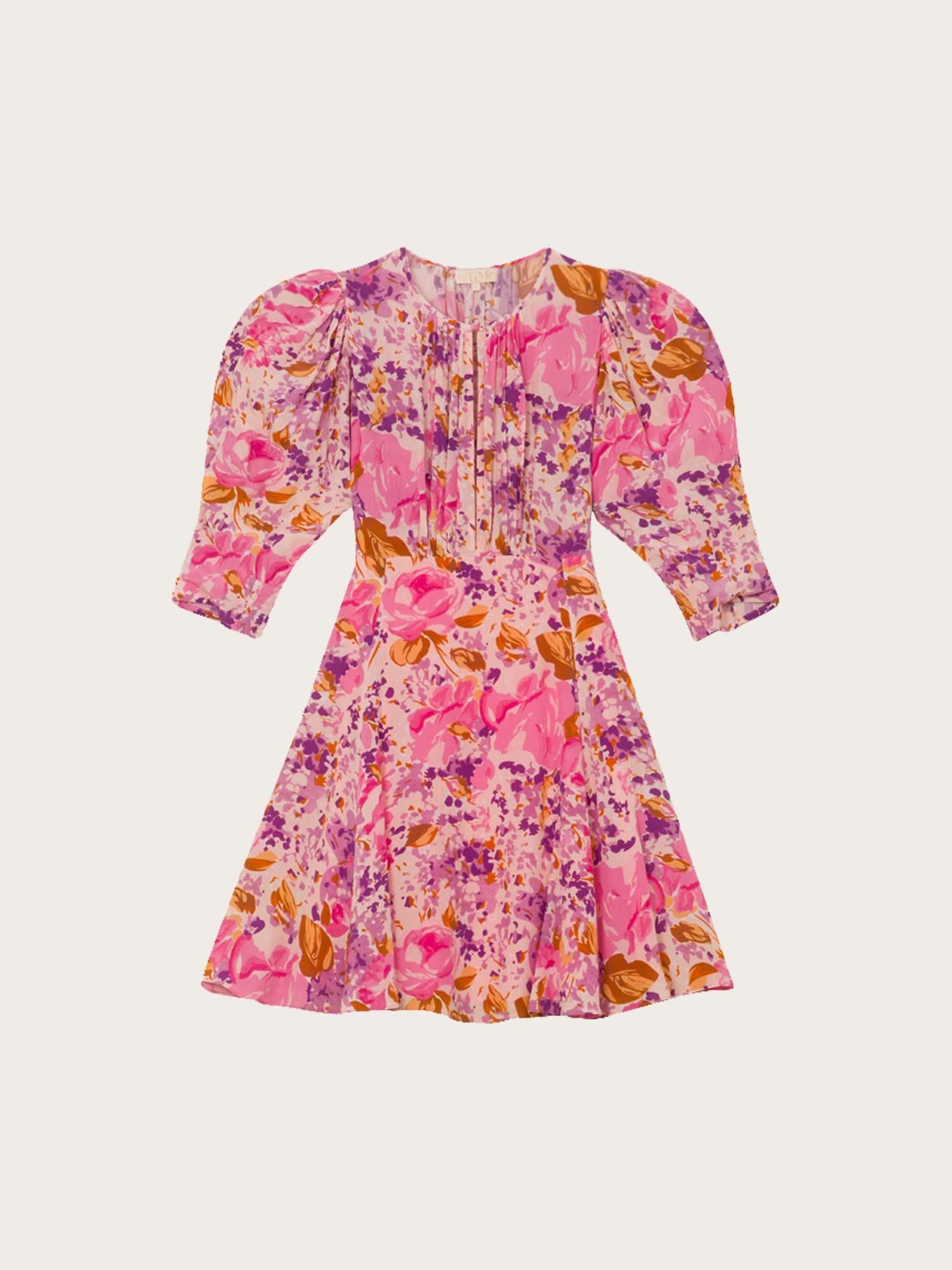 Crepe Mini Dress - Watercolor Bloom