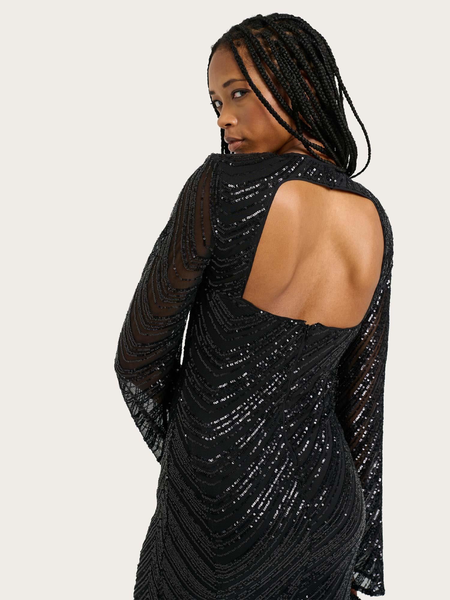 Glira Short Dress - Black Sequins