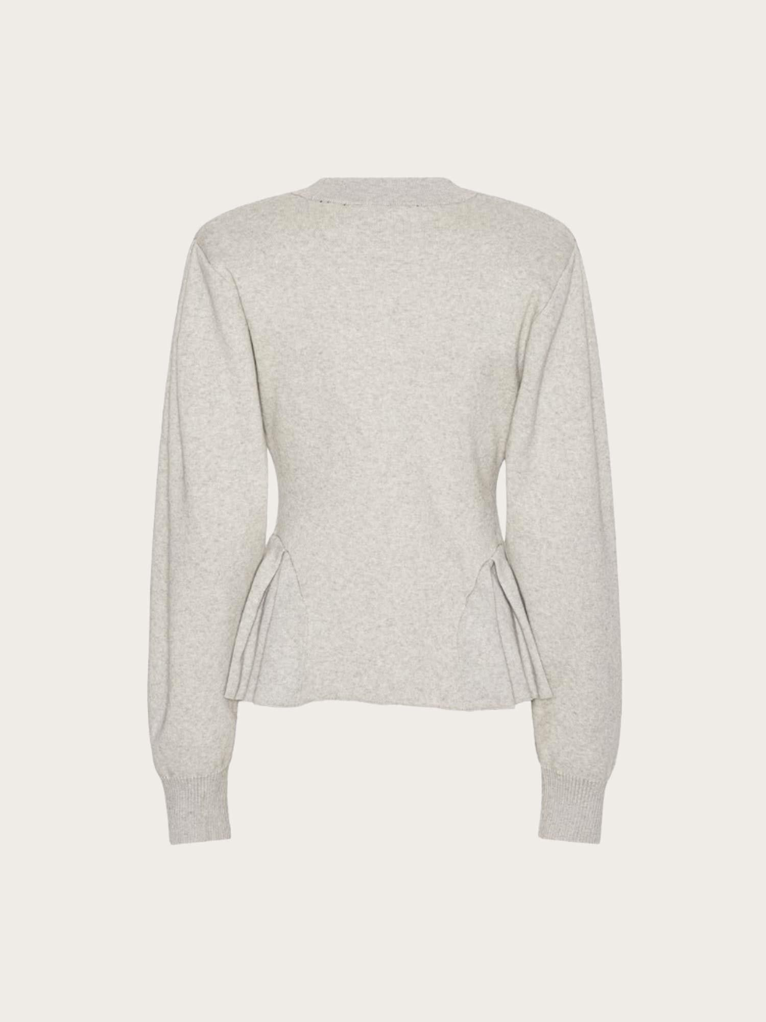 Peplum Knit Cardigan - Pumice Stone