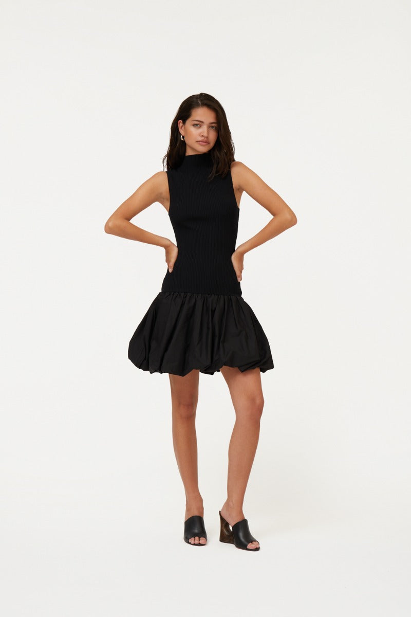 Knit Racer Cut Dress - Black