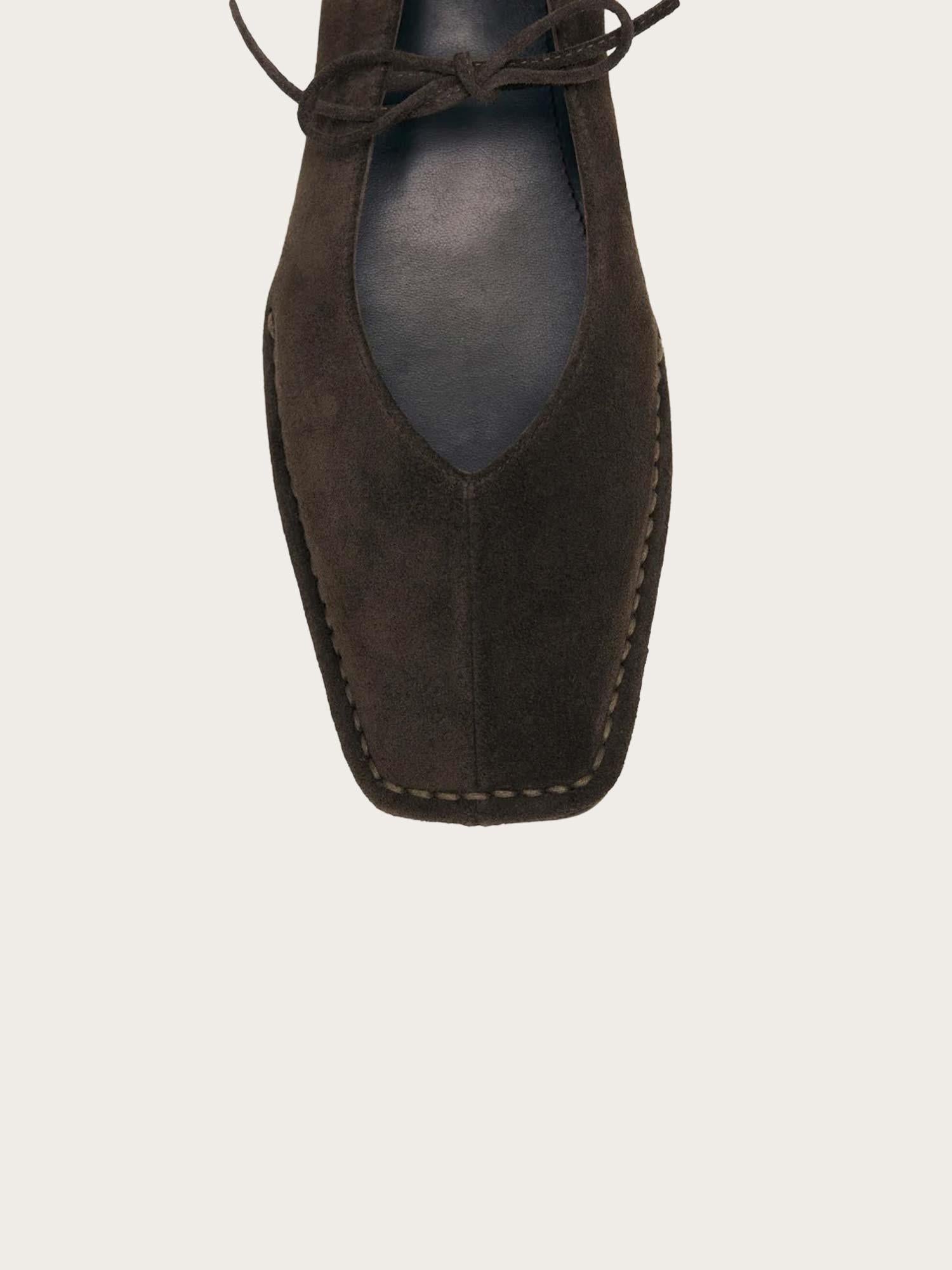 Sway Suede Coffee Brown Leather Ballet Flats