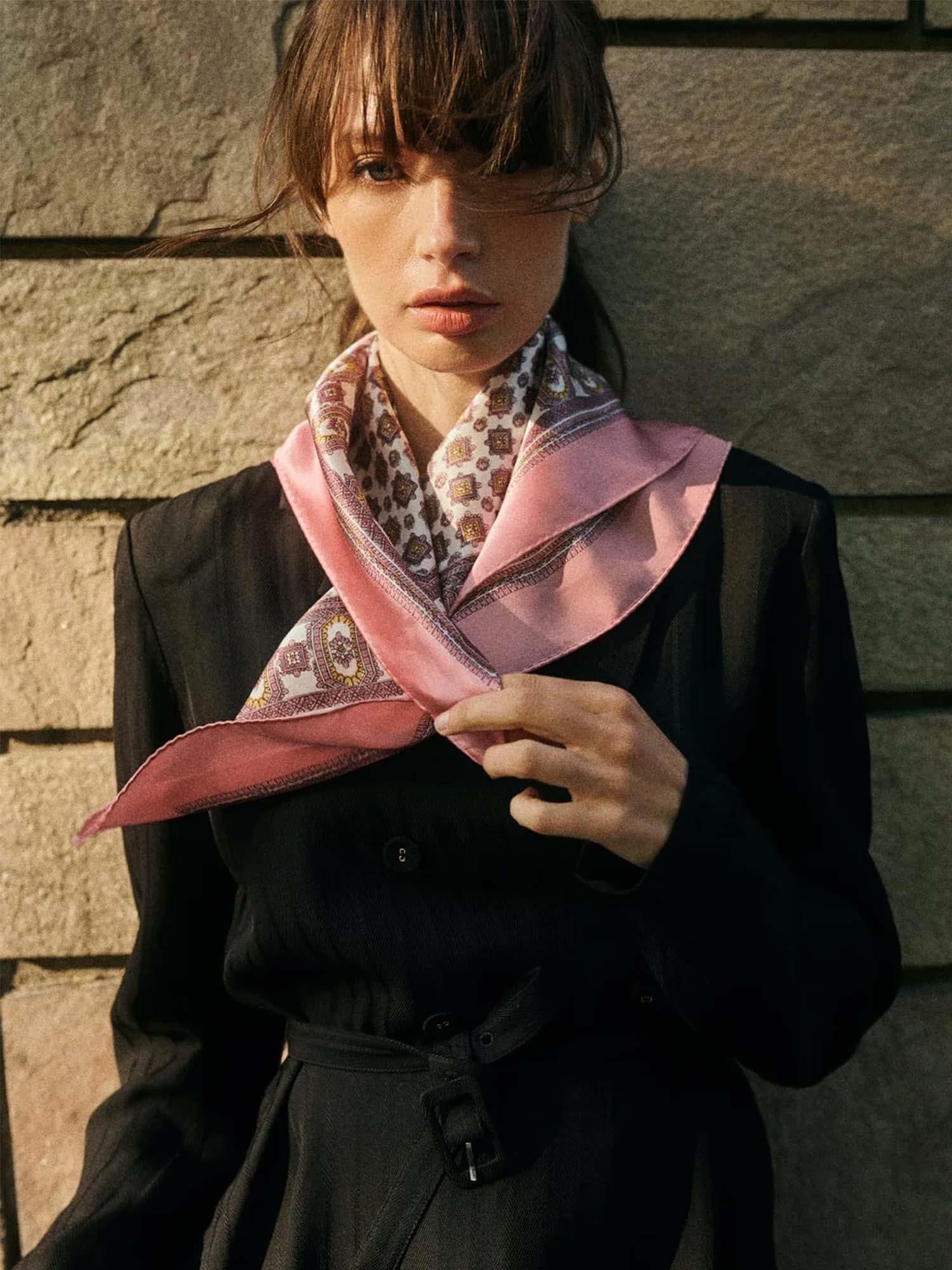 Silk Scarf 60 x 60 - Blush Paisley