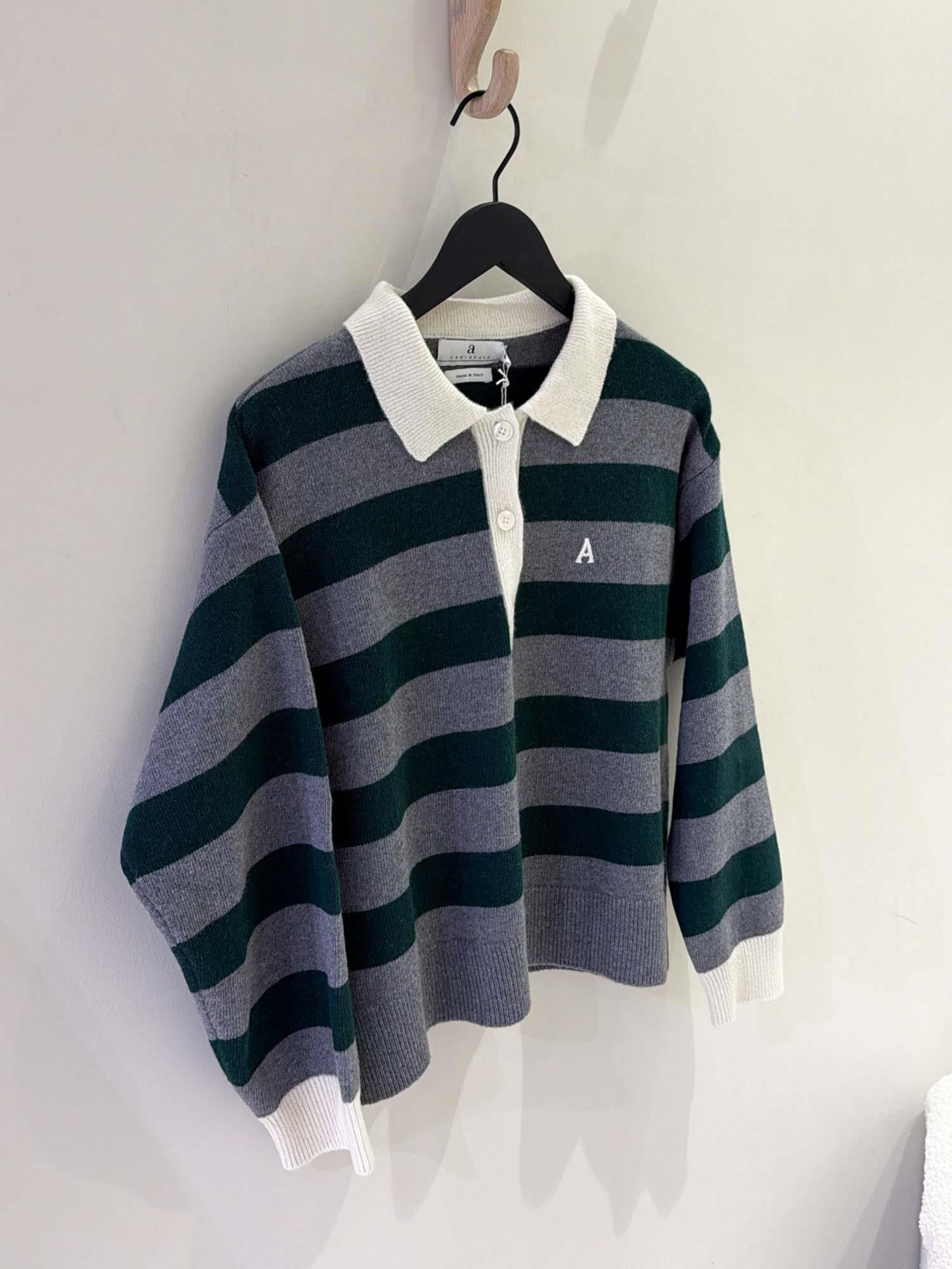 Leigh Stripe - Dk Grey/Ivy Green