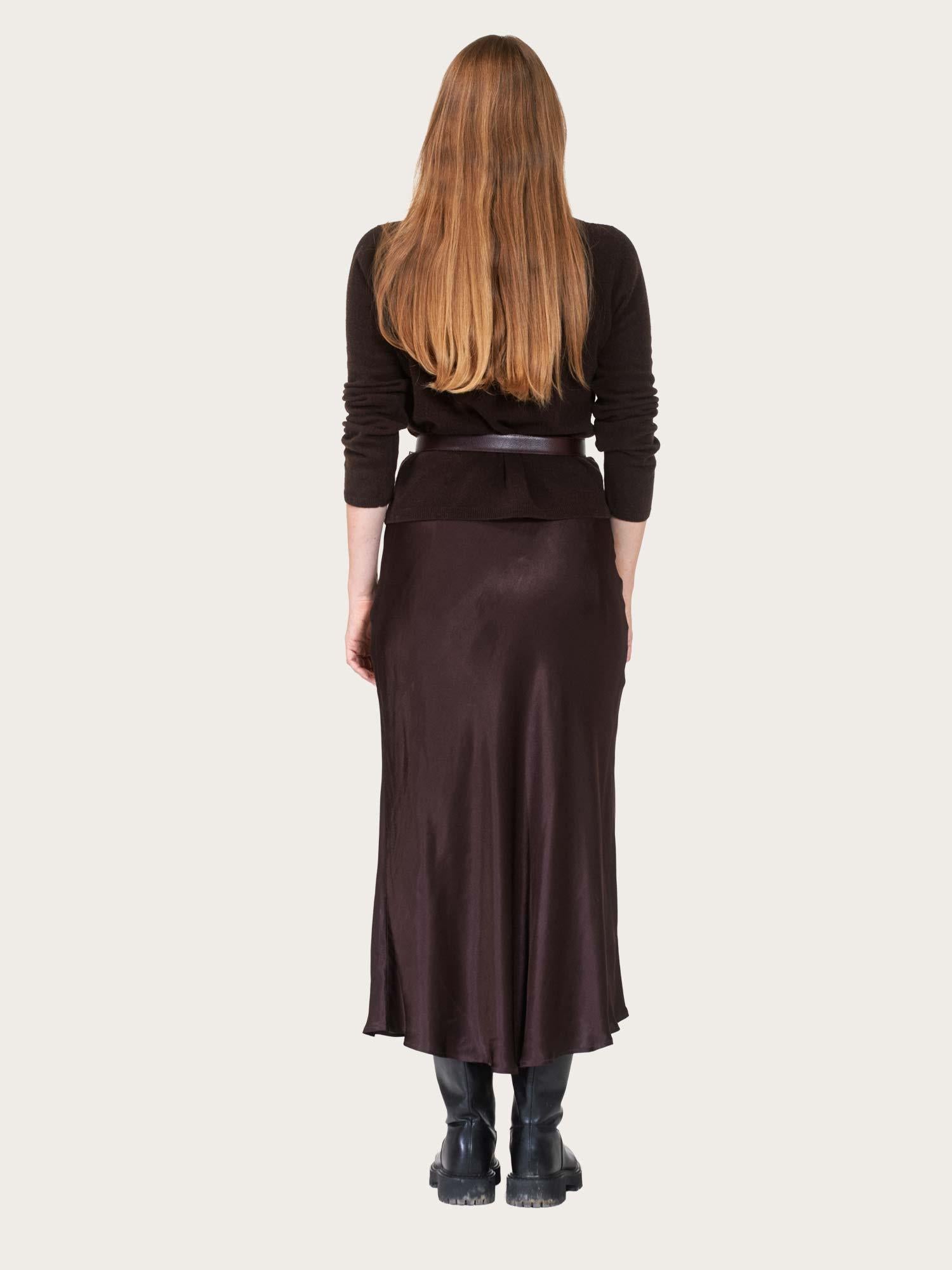 Emerson Satin Skirt - Darkest Brown