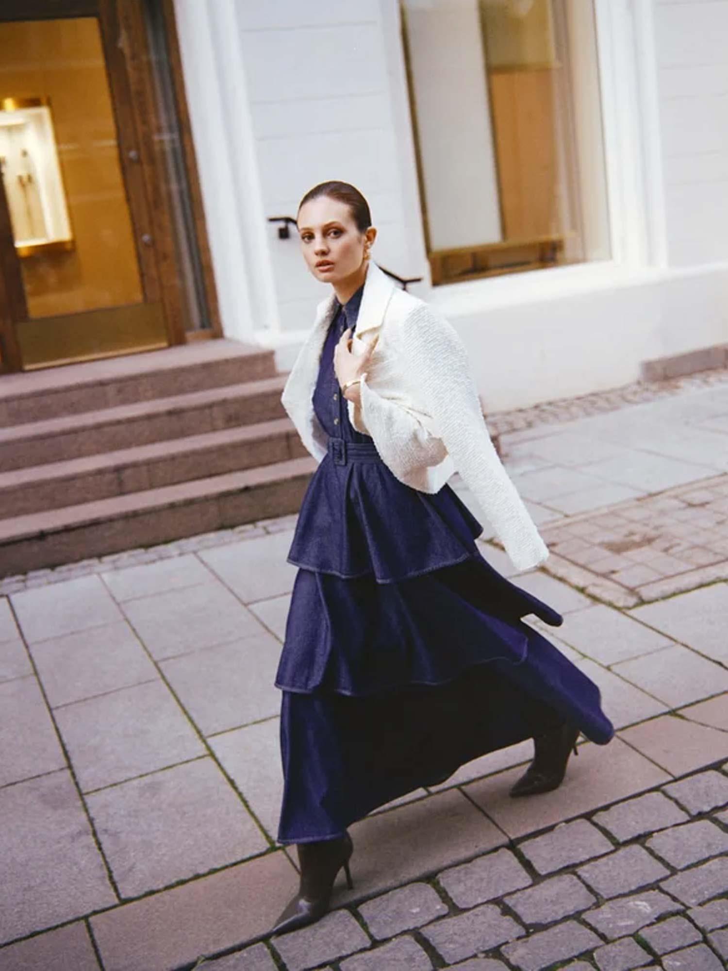 Denim Shirt Dress - Dark Blue