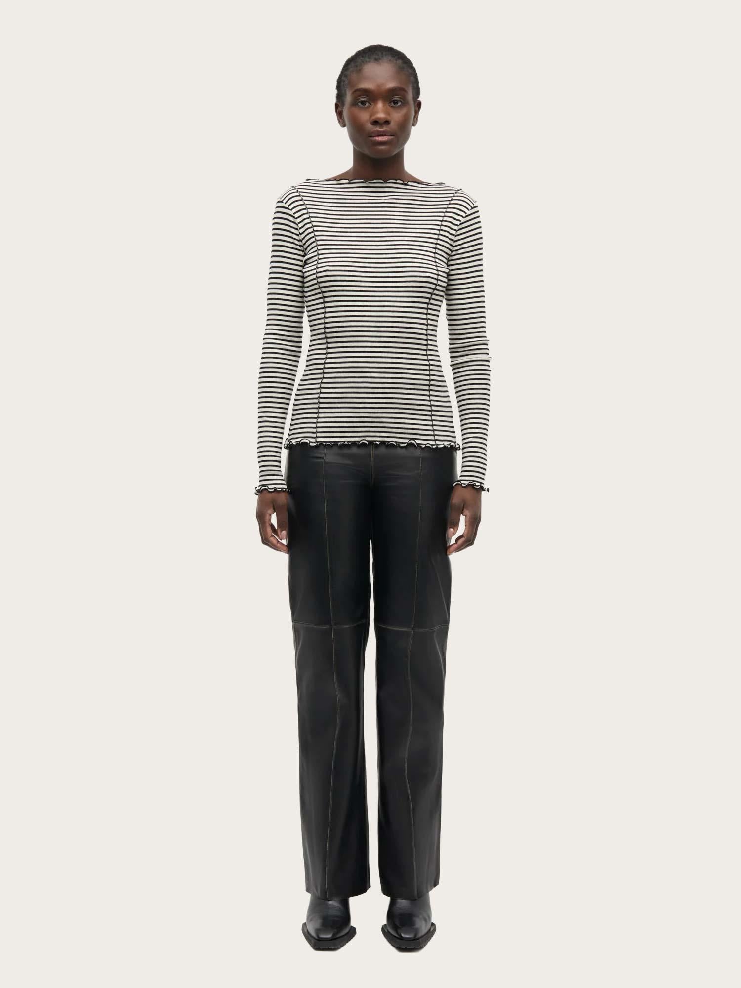 2x2 Cotton Stripe Siri Top - Vanilla Ice/Black