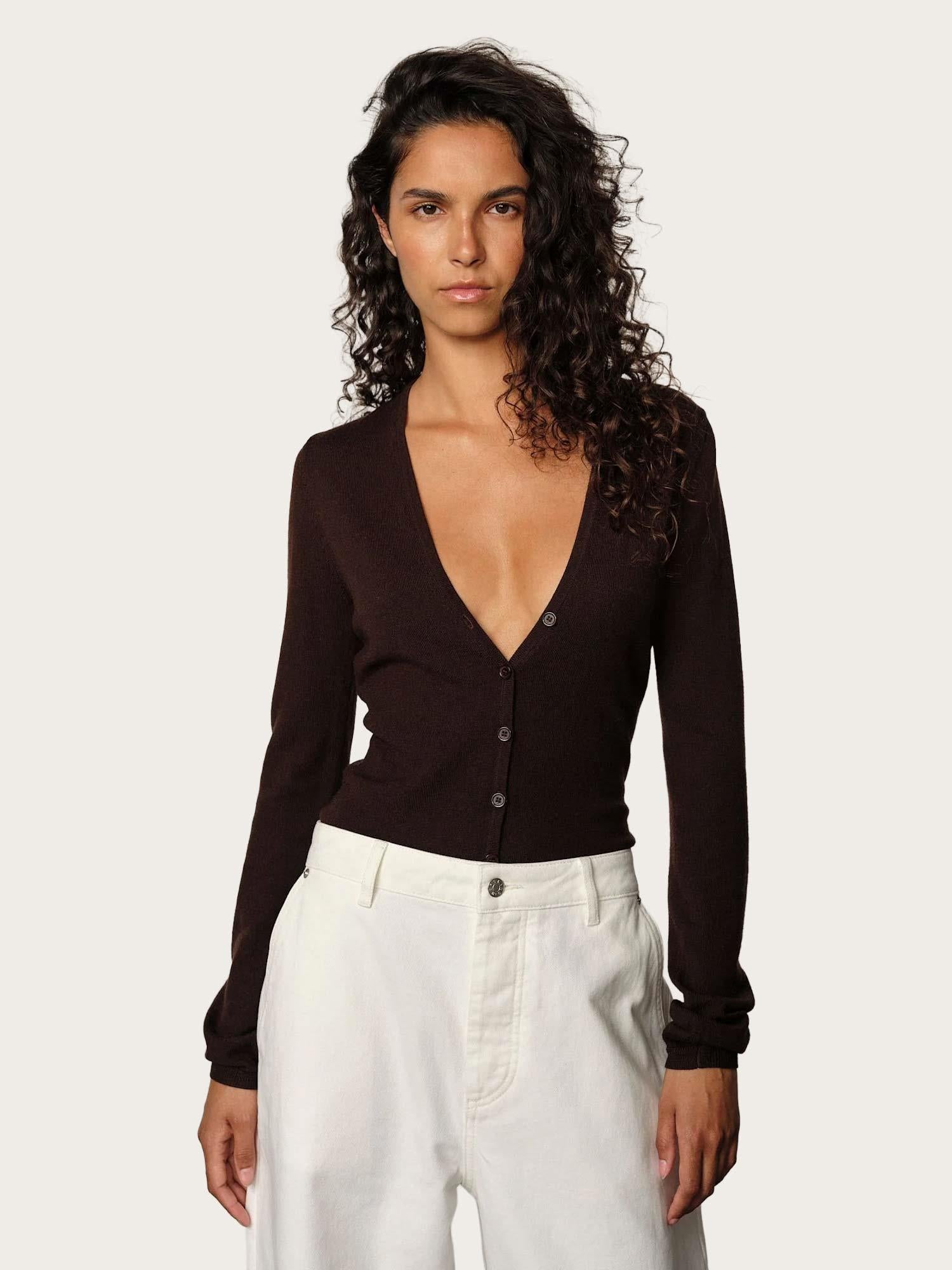 Gigi Knit Bodystocking - Mahogany