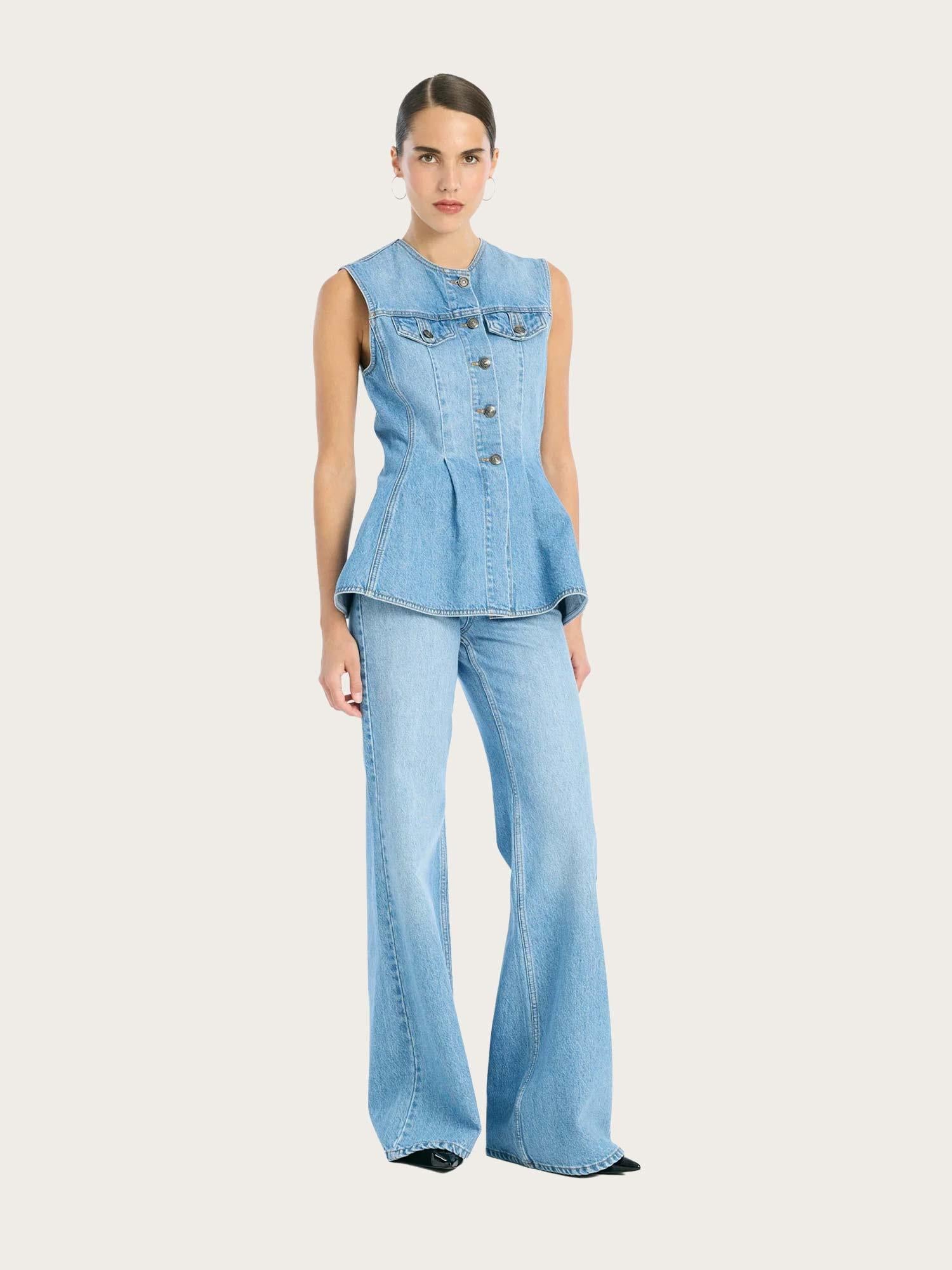 Flared Denim Top - Hydrangea