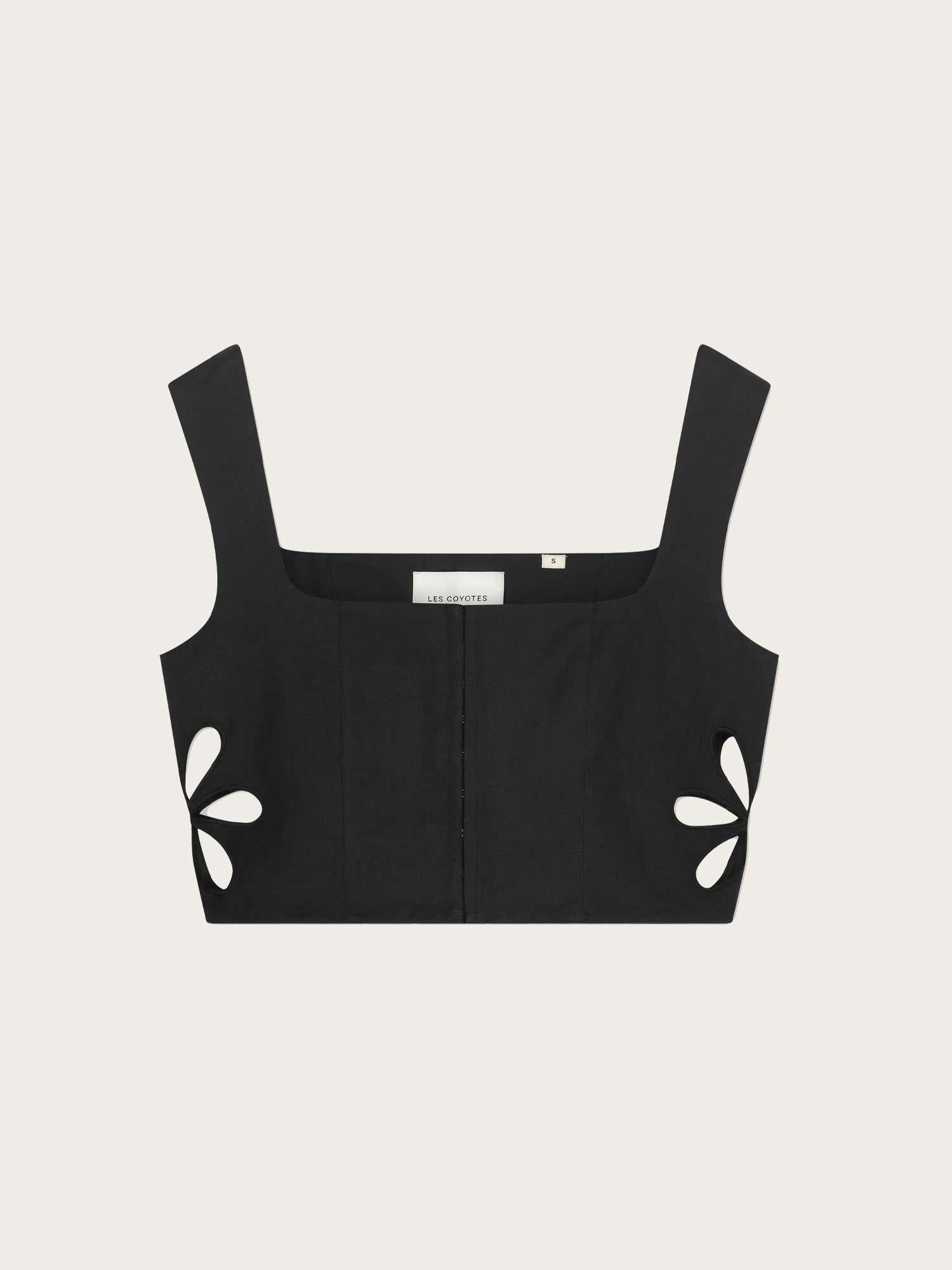 Flower Cut-out Bustier Top - Noir