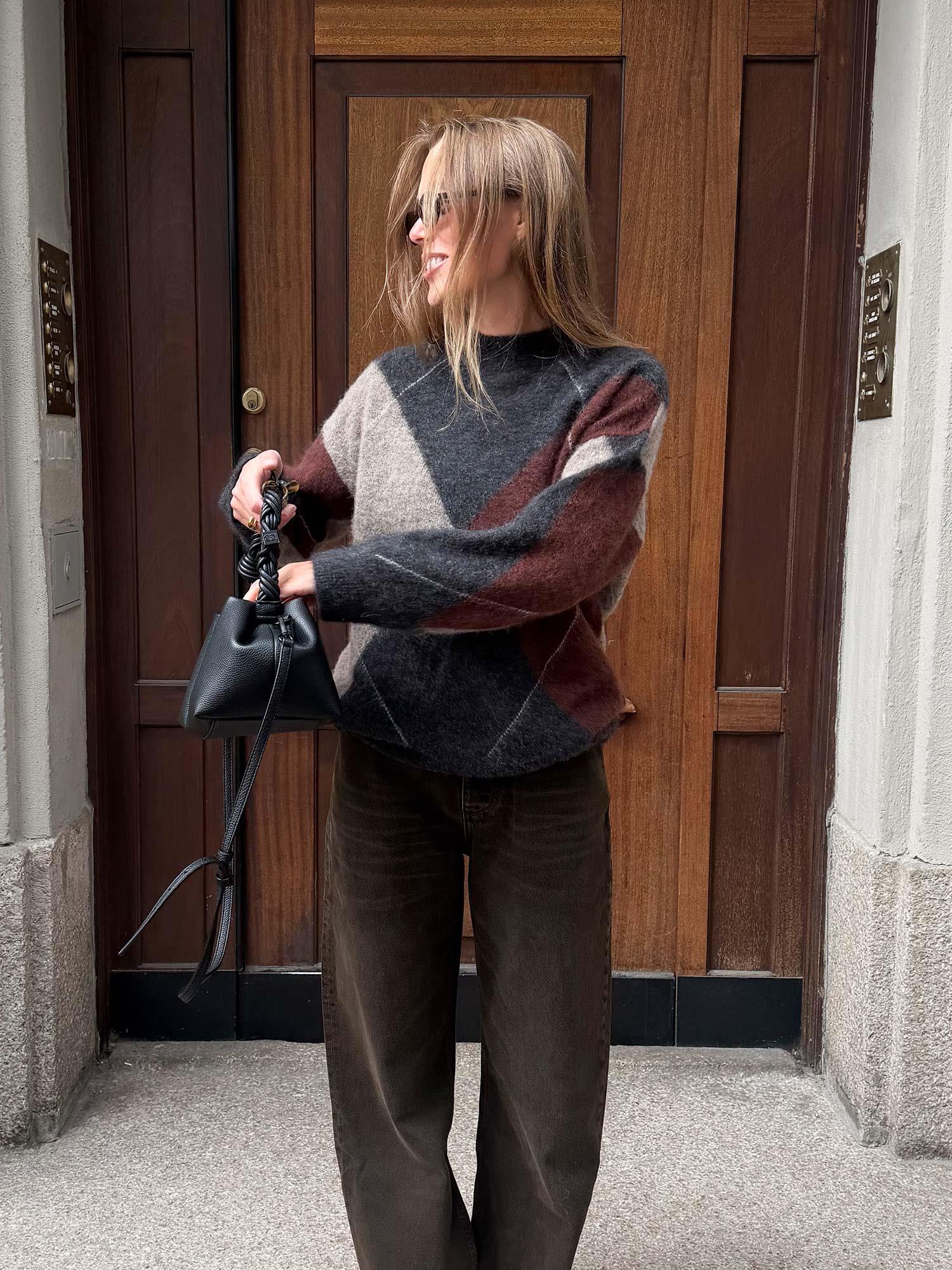 Kayne Argyle Sweater - Charcoal Combo