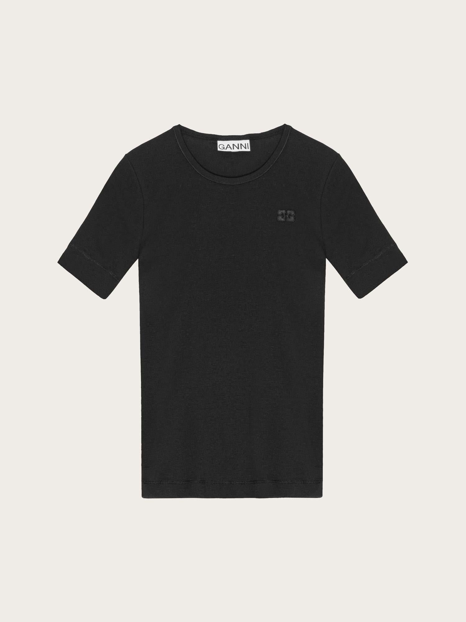T4012 Soft Cotton Rib Short Sleeve T-shirt - Black