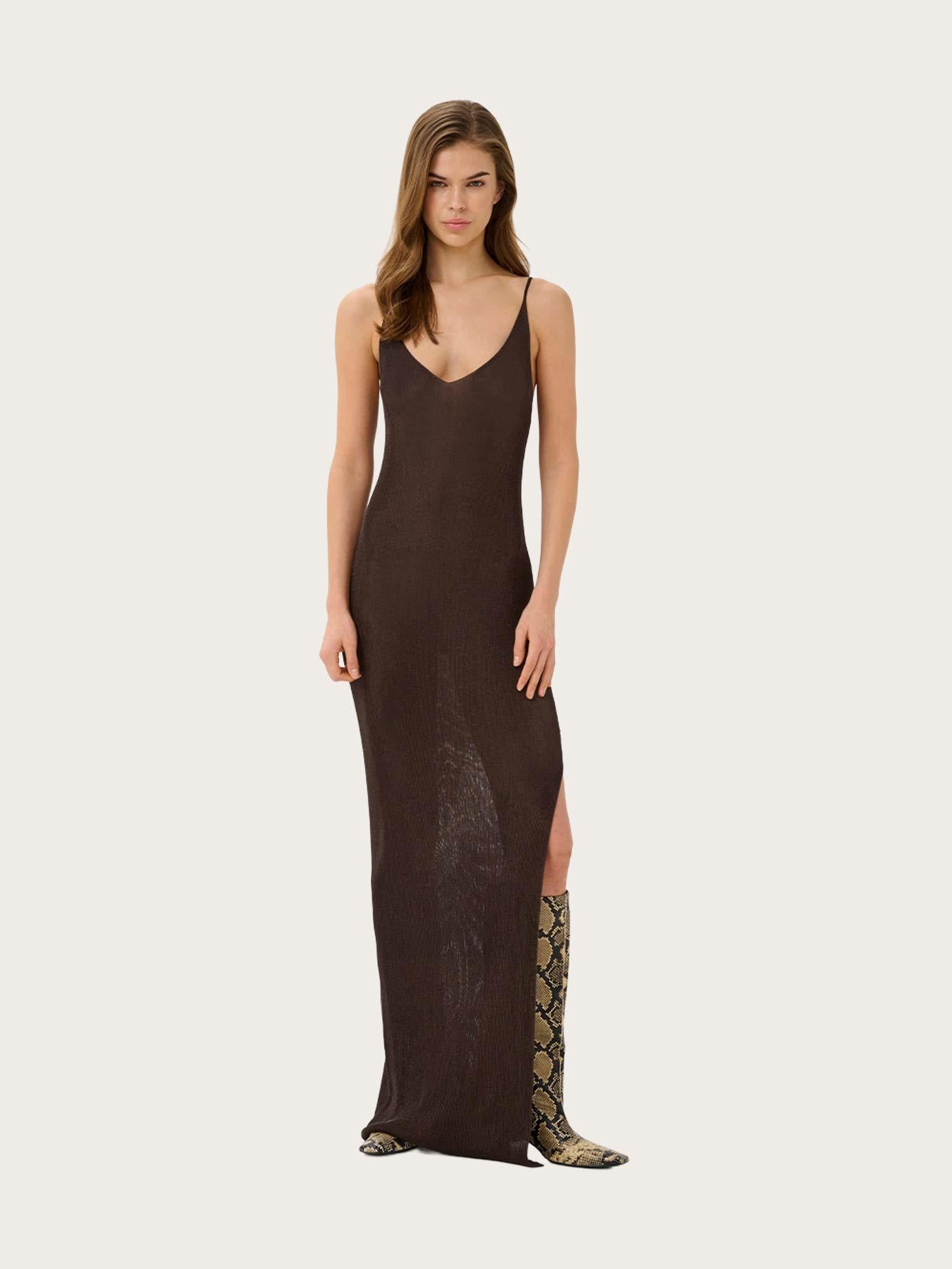 Silvi Singlet Dress - Deep Brown Metallic