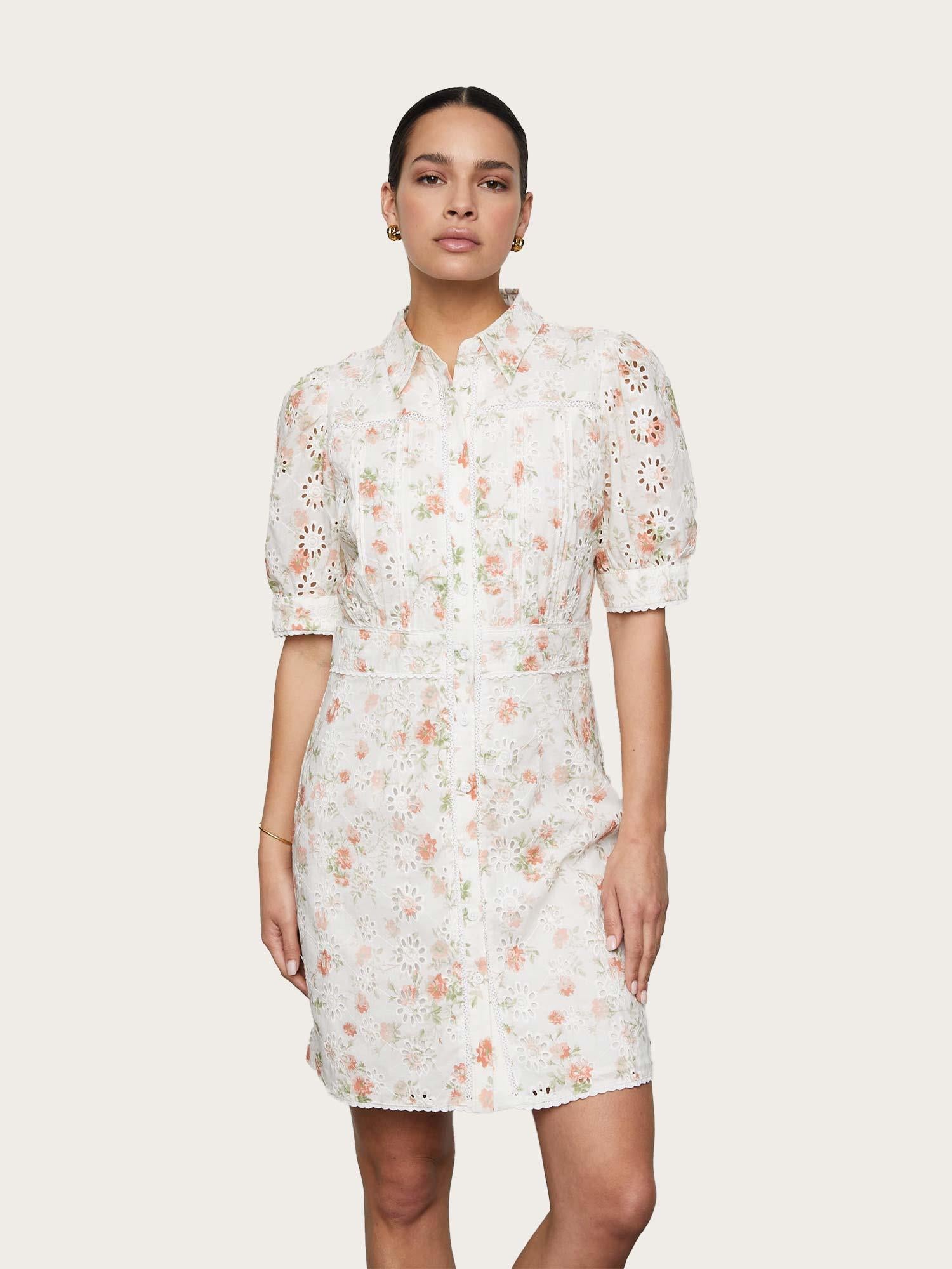 Juno Dress - White Rose Print