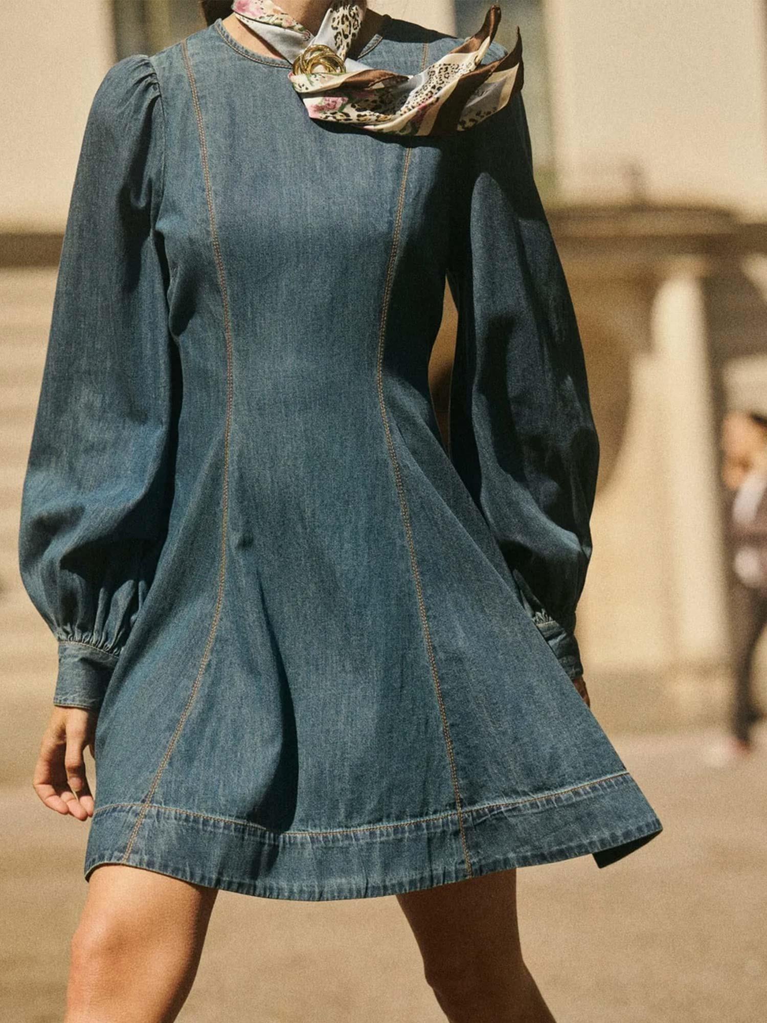 Denim Fitted Dress - French Blue
